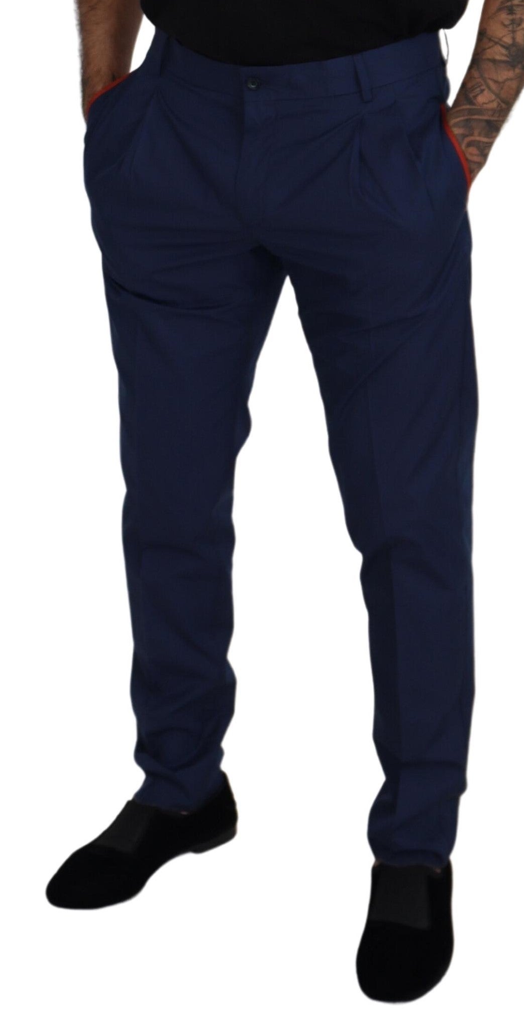 Blauwe katoenen chino-formele broek
