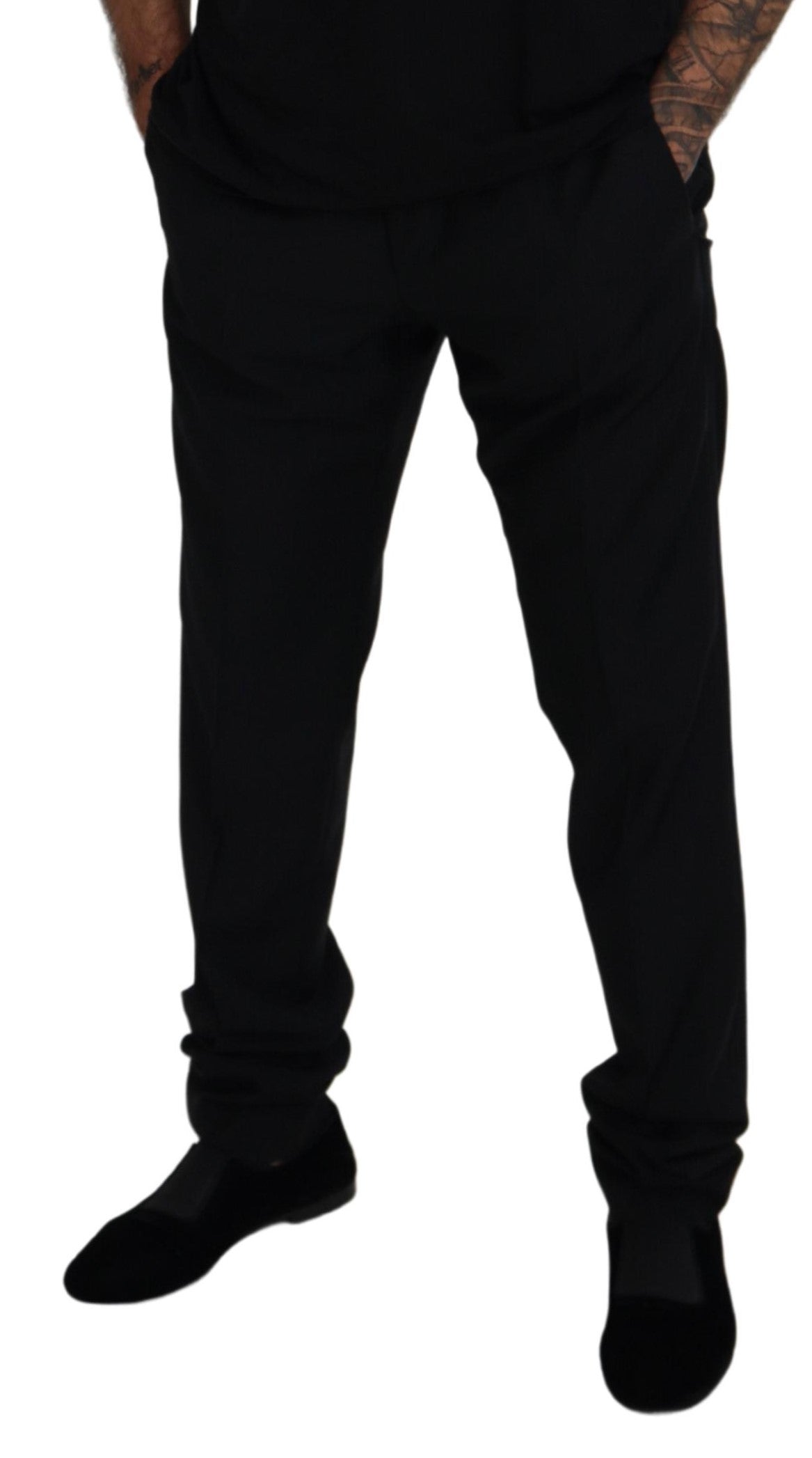Zwarte wollen chino-formele broek