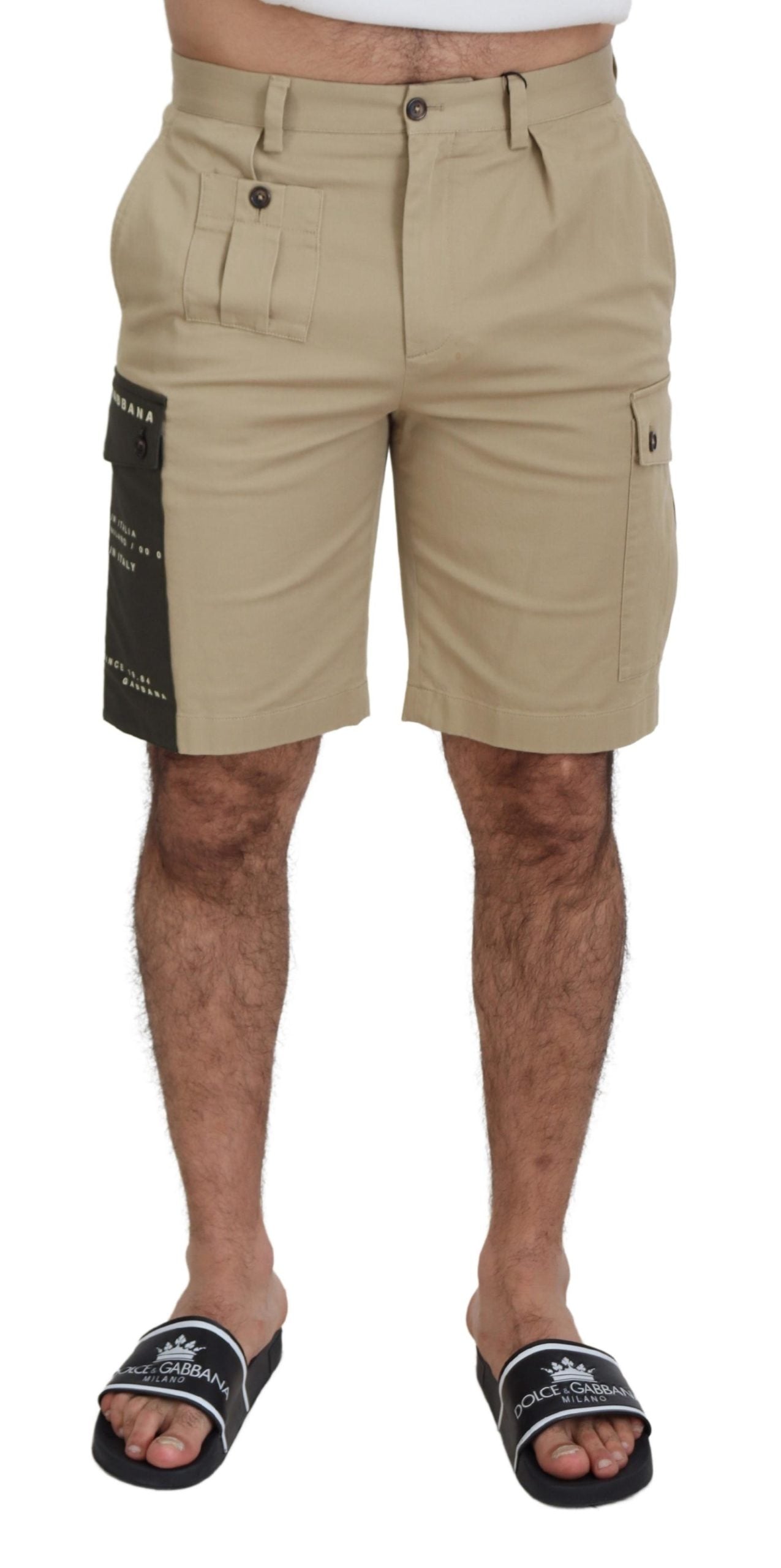 Beige katoenen cargo bermudashorts