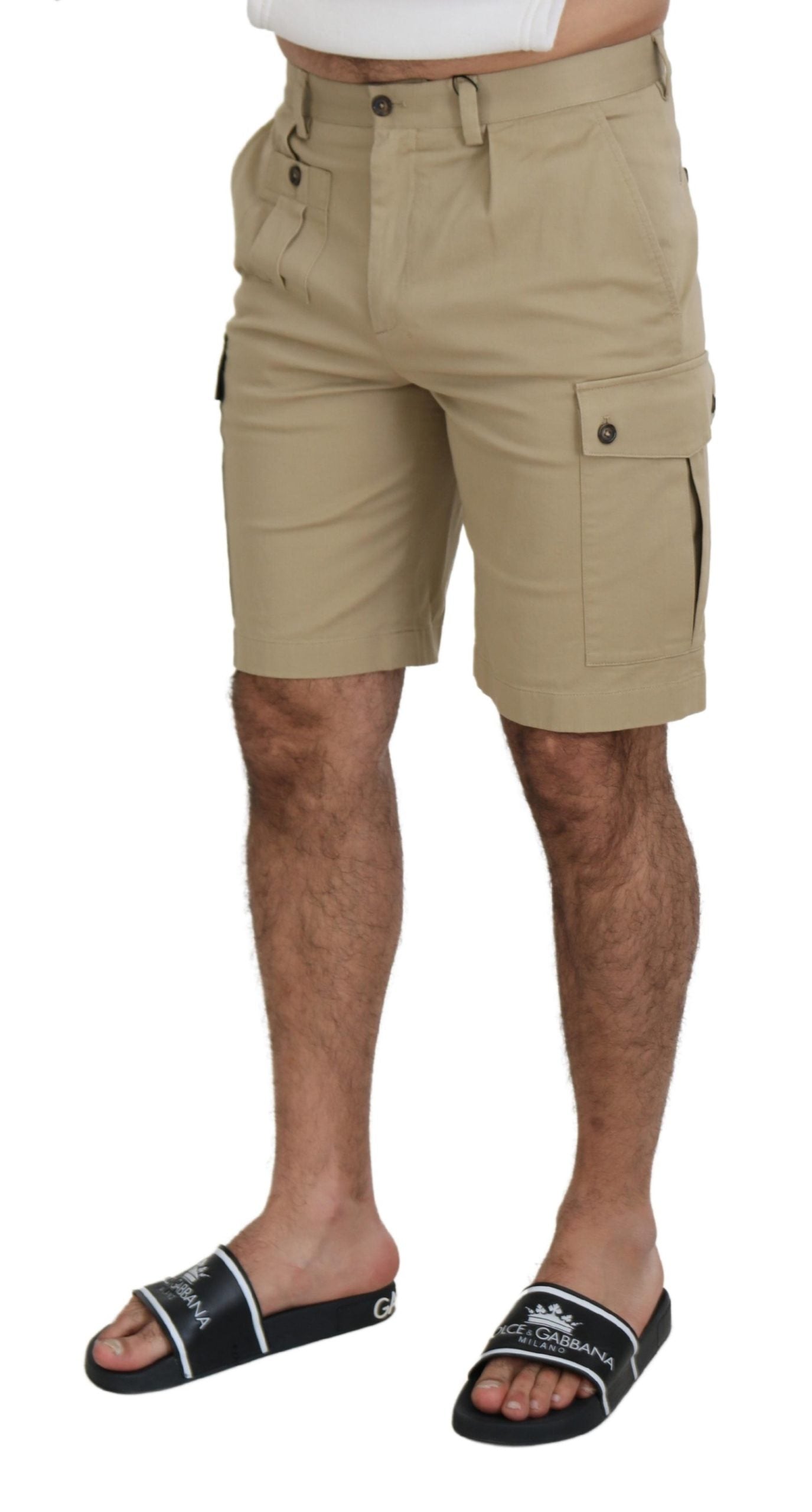 Beige katoenen cargo bermudashorts