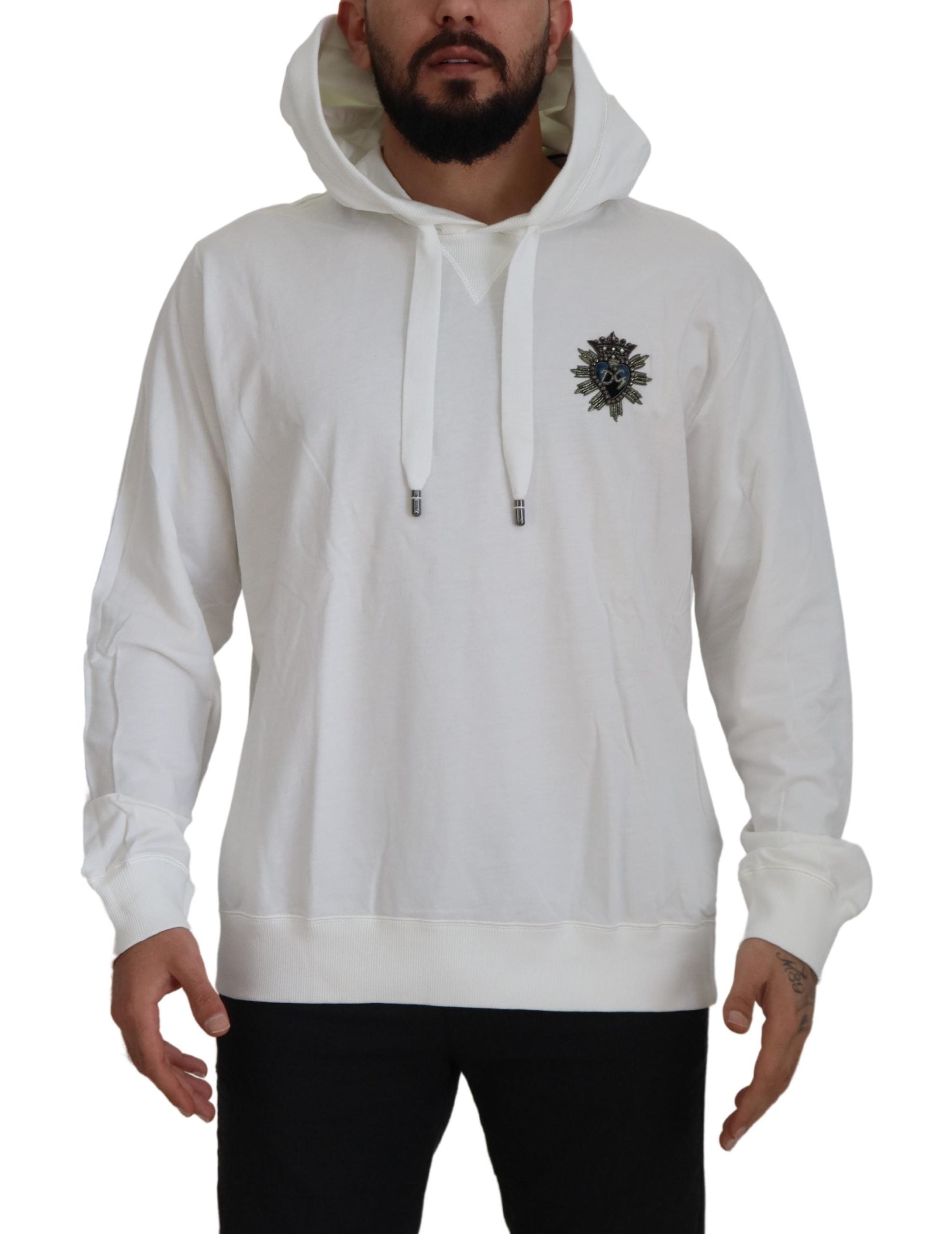 Witte katoenen hoodie met capuchon