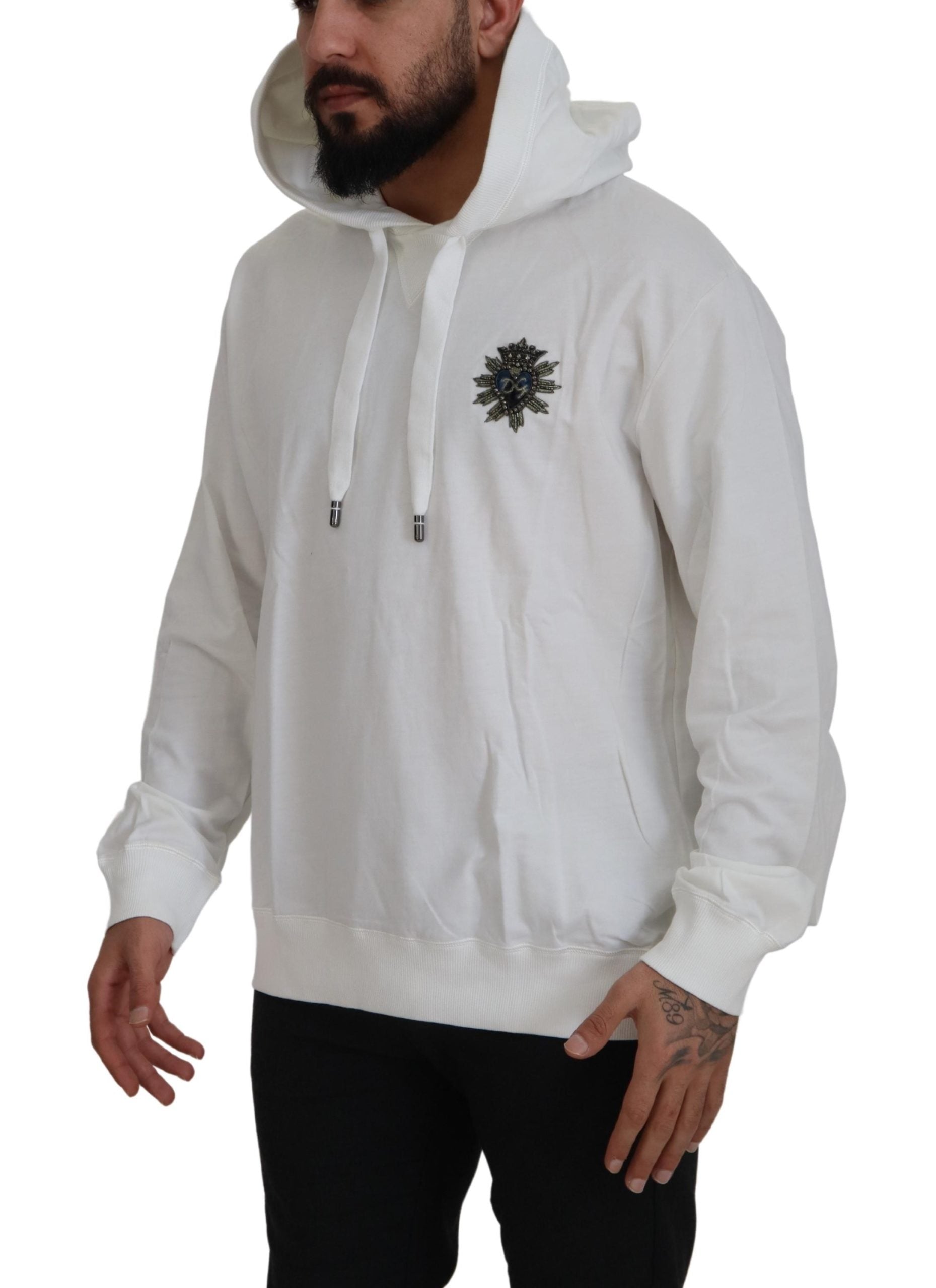 Witte katoenen hoodie met capuchon