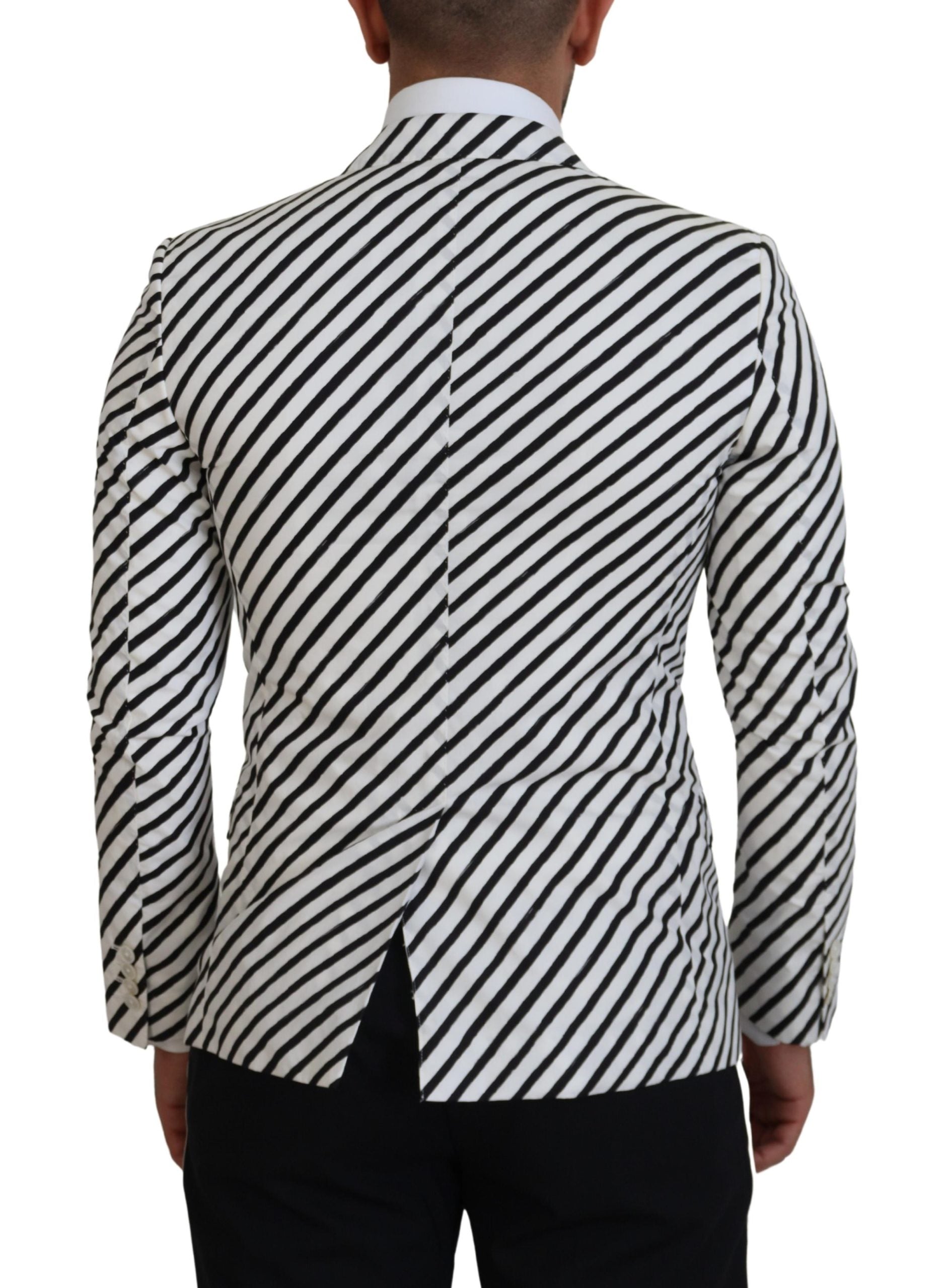 Wit zwart gestreept slim fit jasje