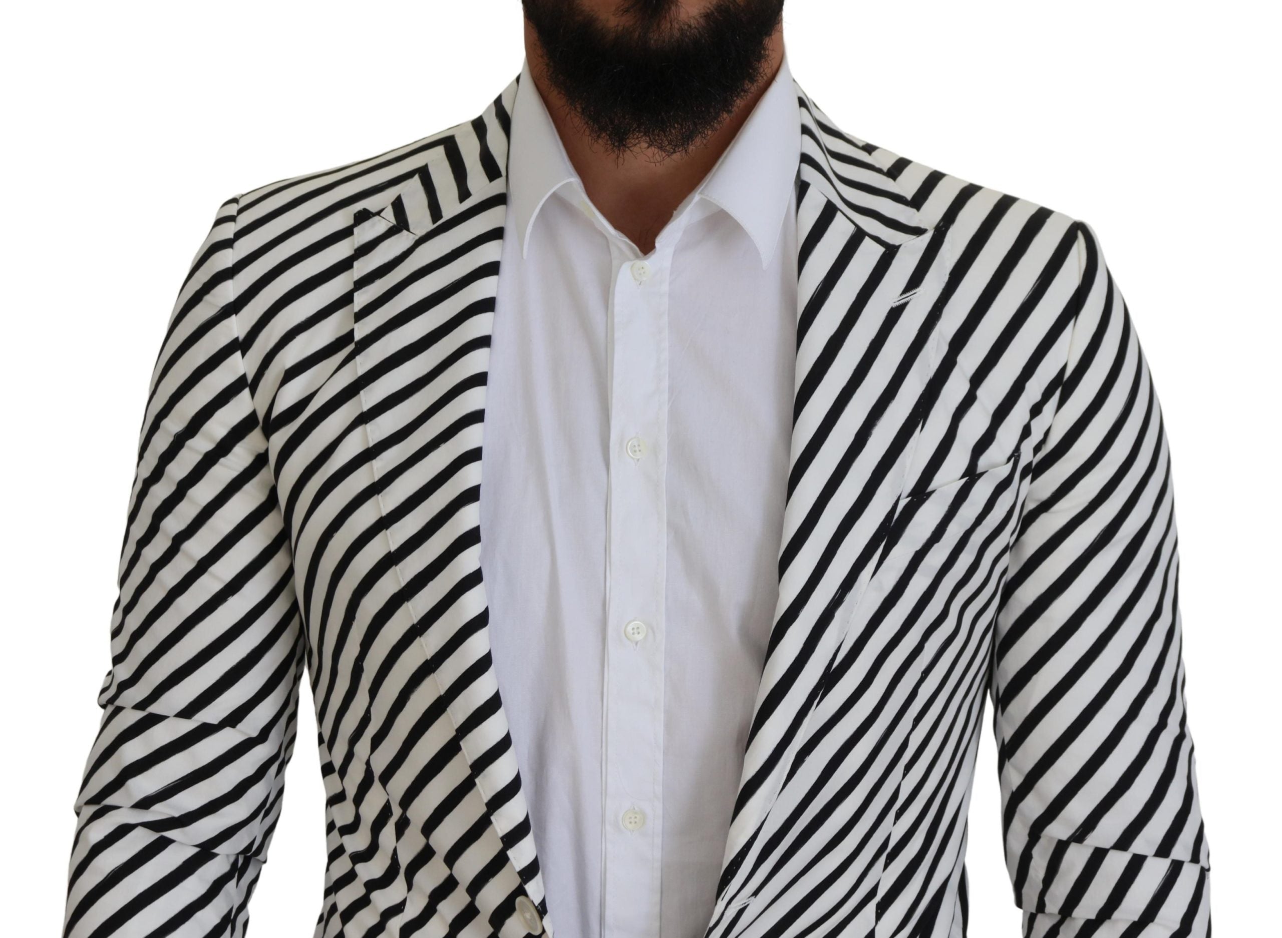 Wit zwart gestreept slim fit jasje