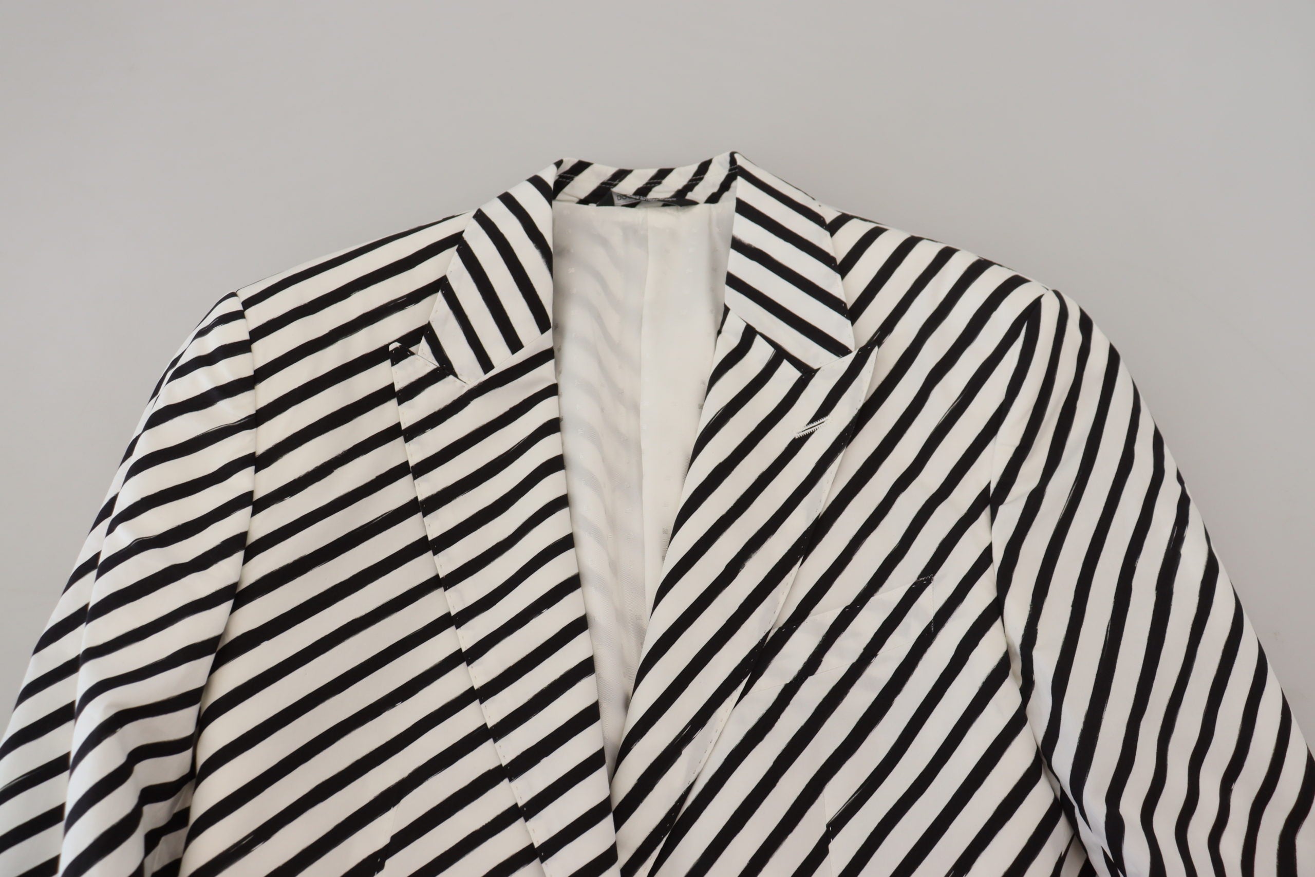 Wit zwart gestreept slim fit jasje