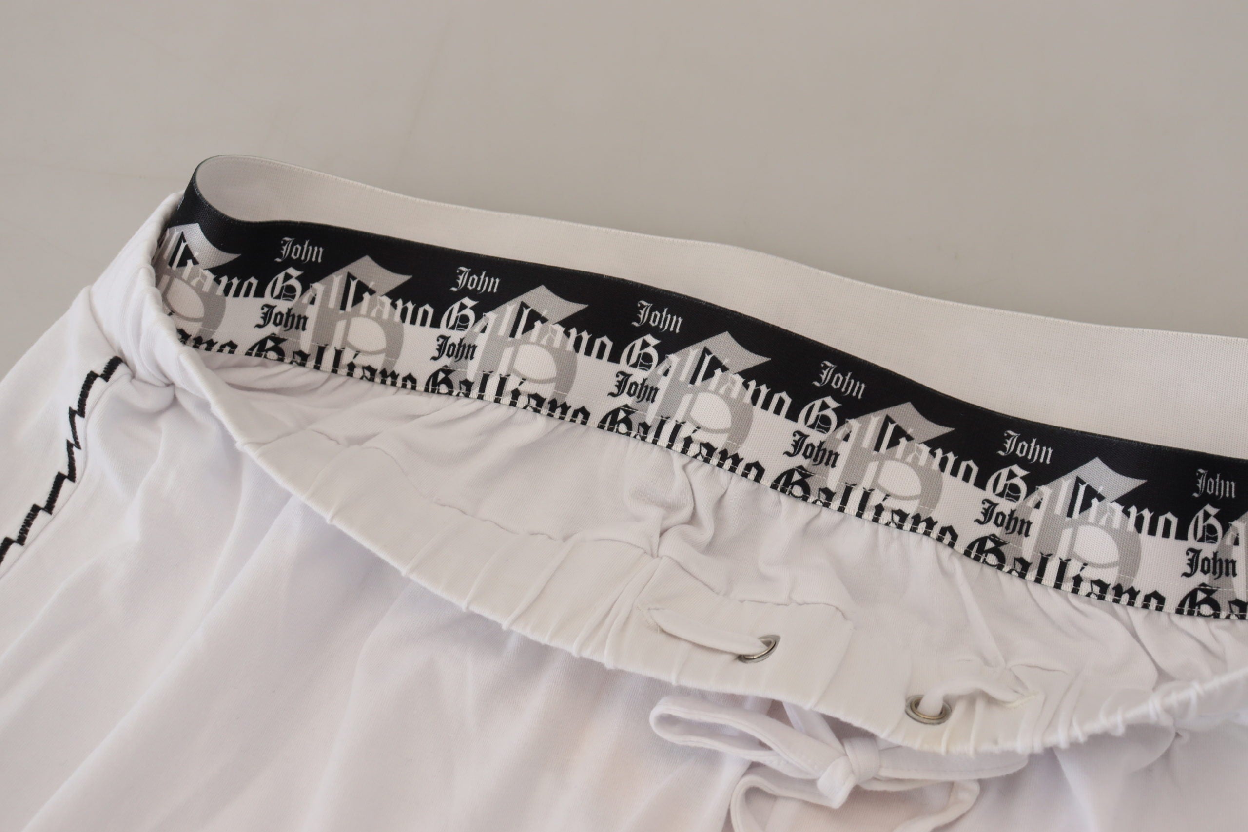 Witte katoenen logo-losse herenbroek