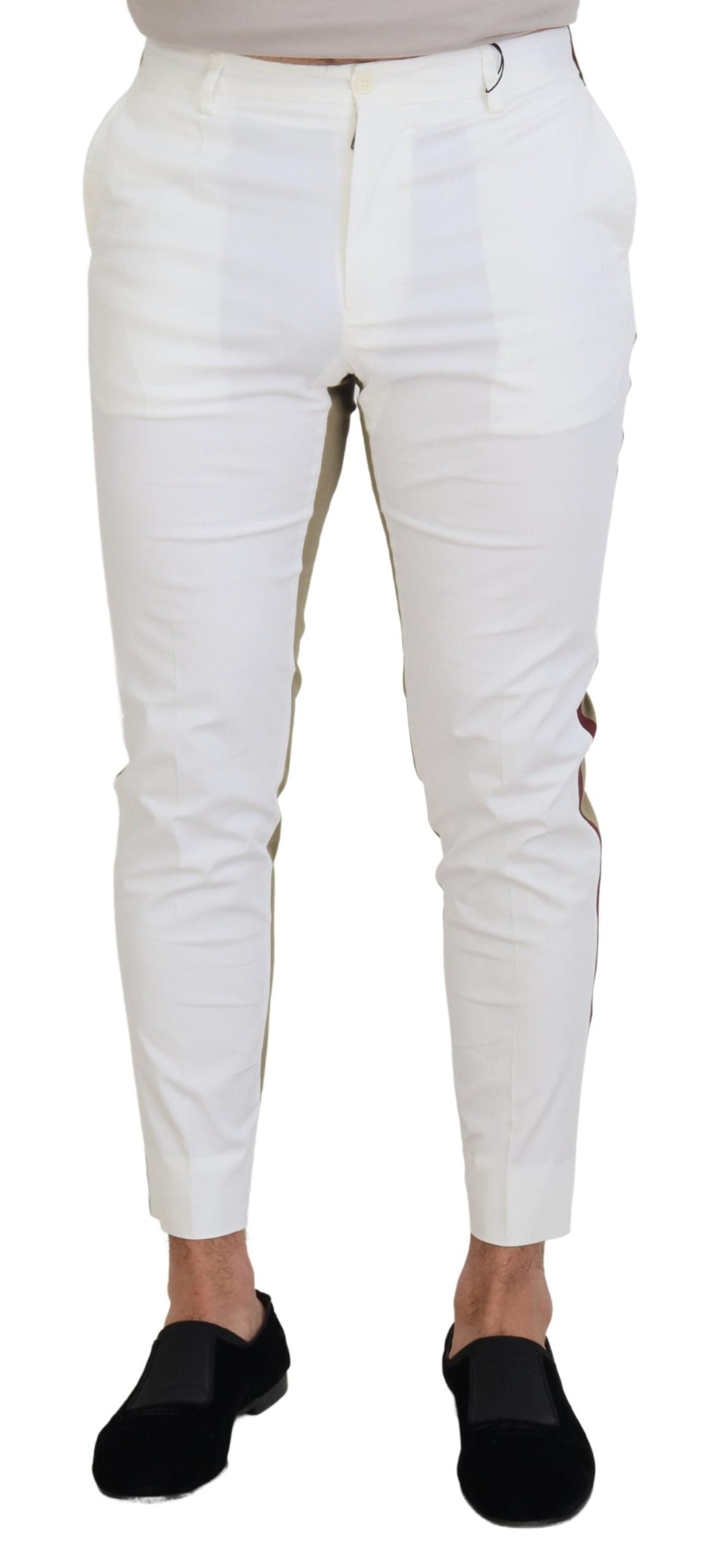 Witte bruine slim fit chinobroek
