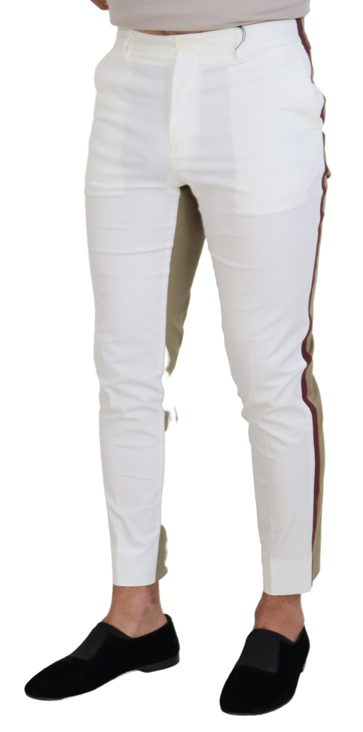 Witte bruine slim fit chinobroek