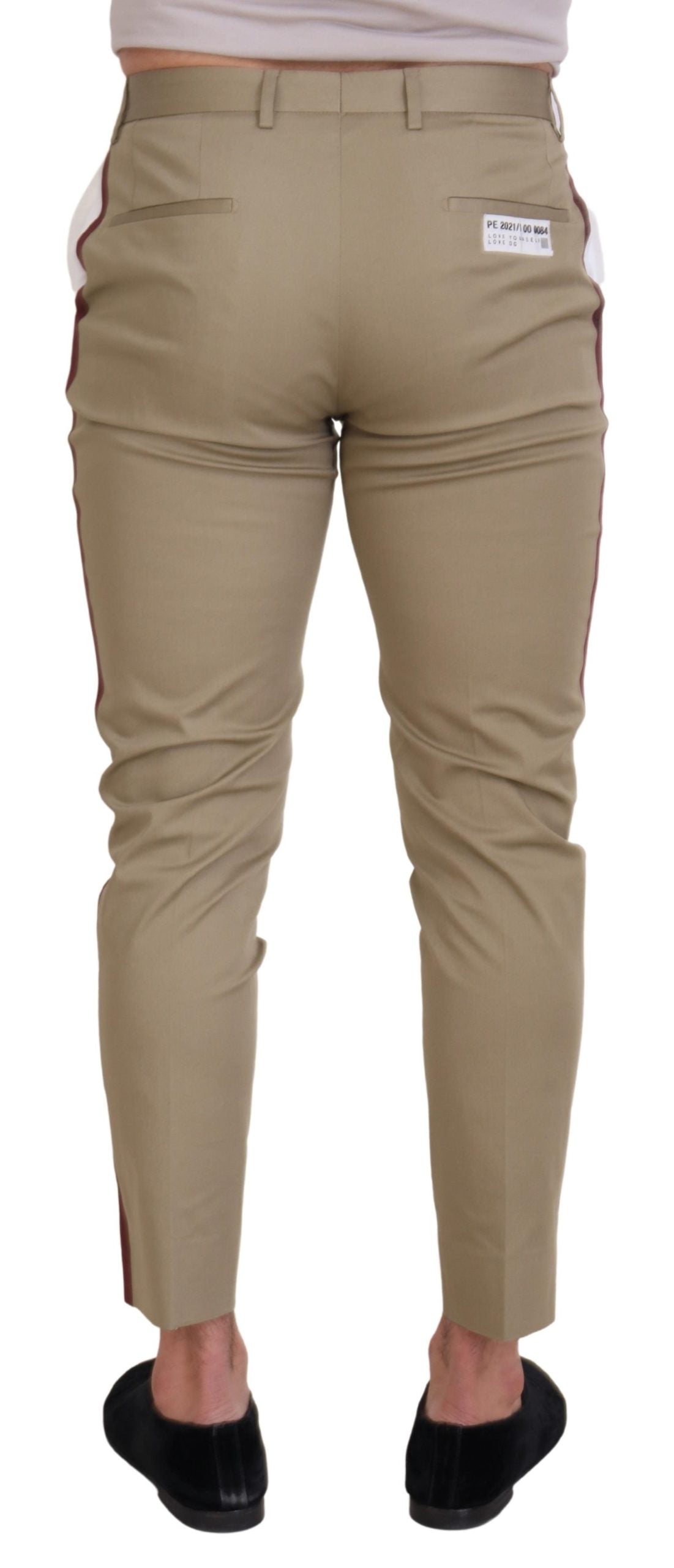 Witte bruine slim fit chinobroek