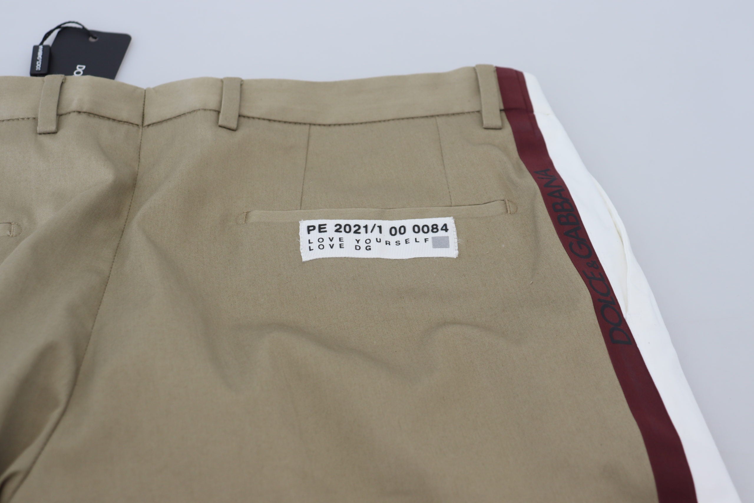 Witte bruine slim fit chinobroek