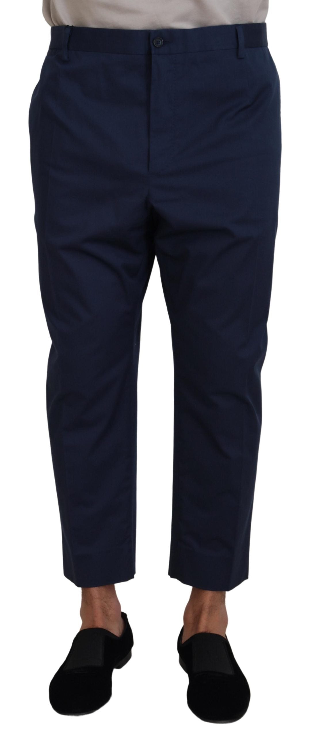 Blauwe katoenen heren cropped broek