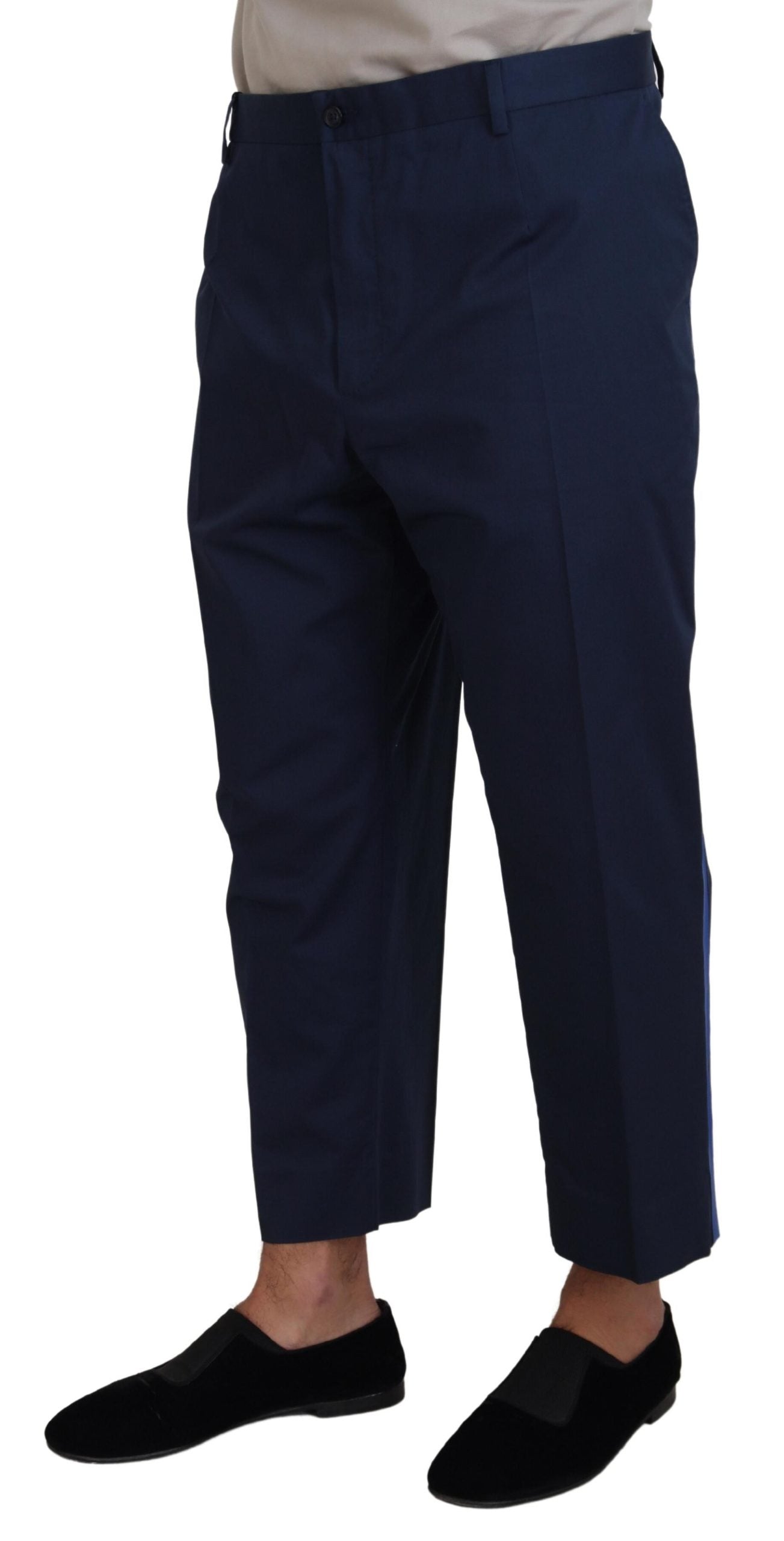Blauwe katoenen heren cropped broek