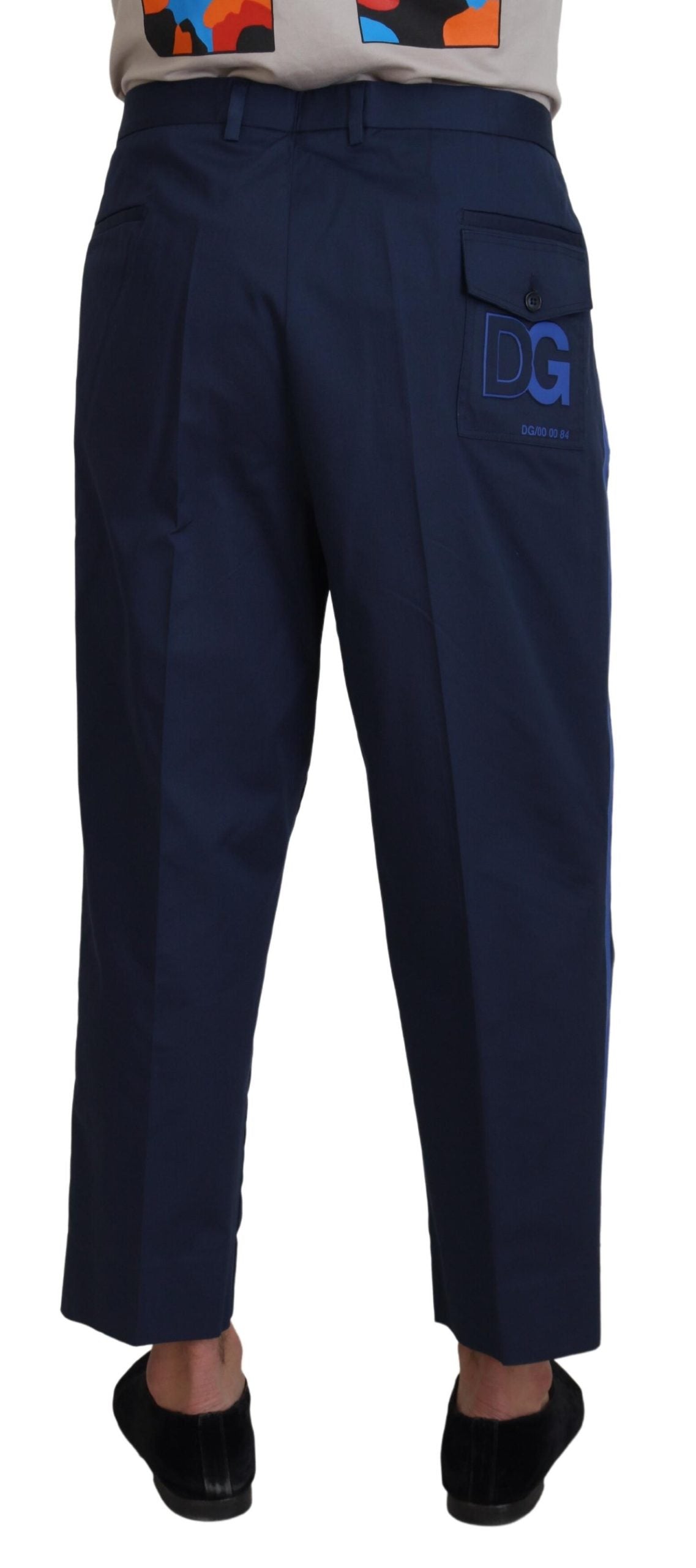 Blauwe katoenen heren cropped broek