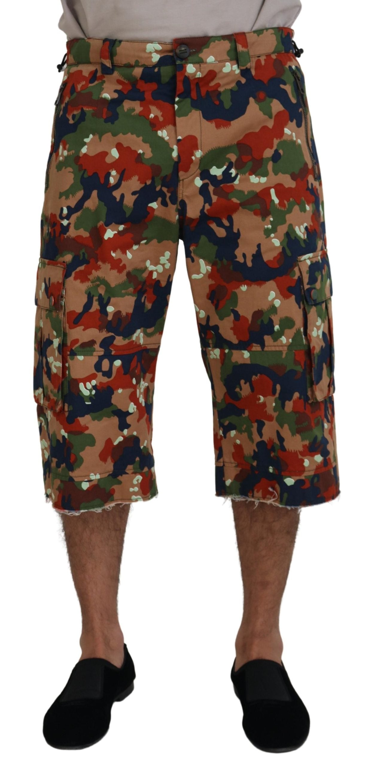 Veelkleurige katoenen camouflage cargo shorts