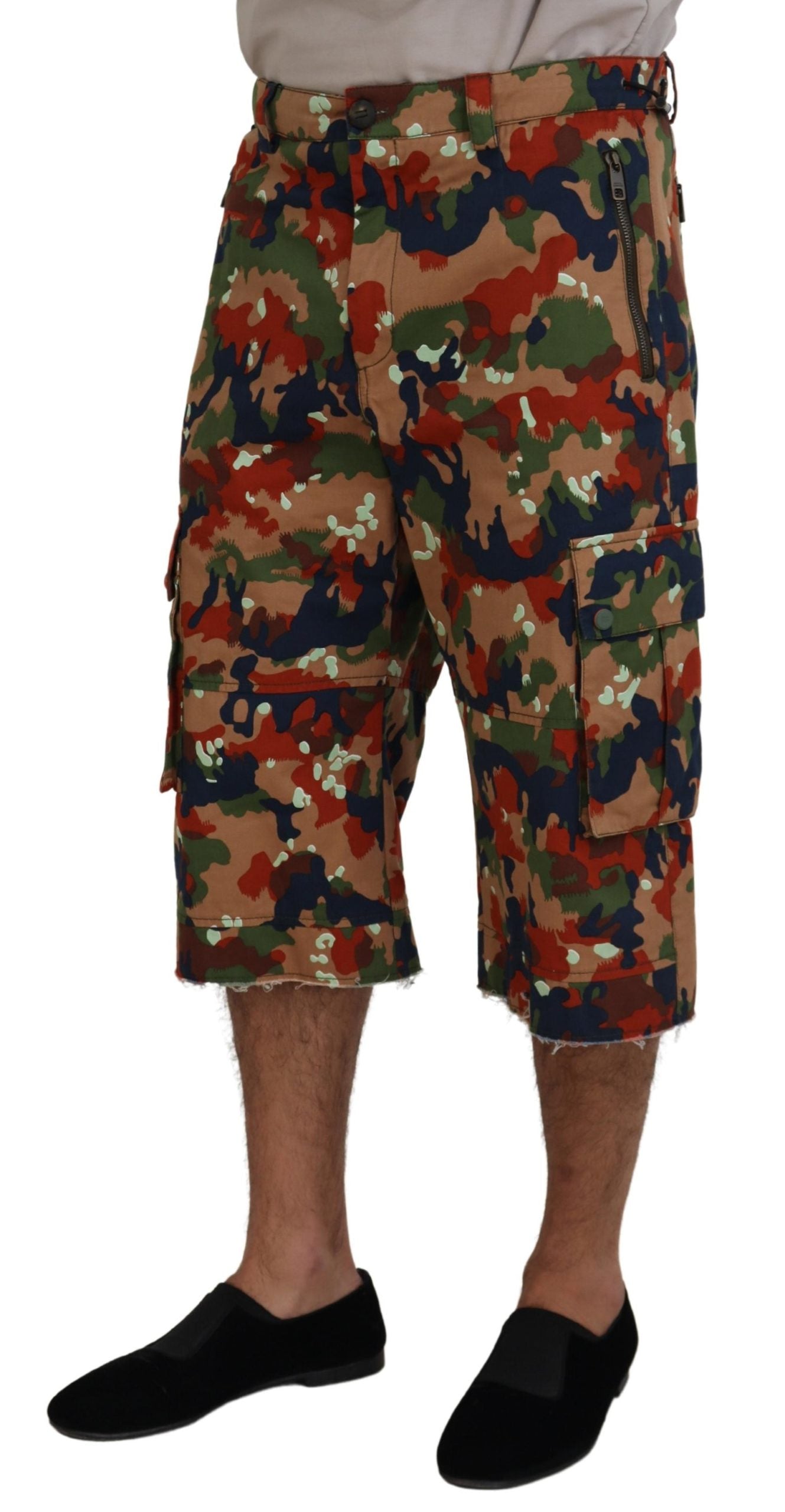 Veelkleurige katoenen camouflage cargo shorts