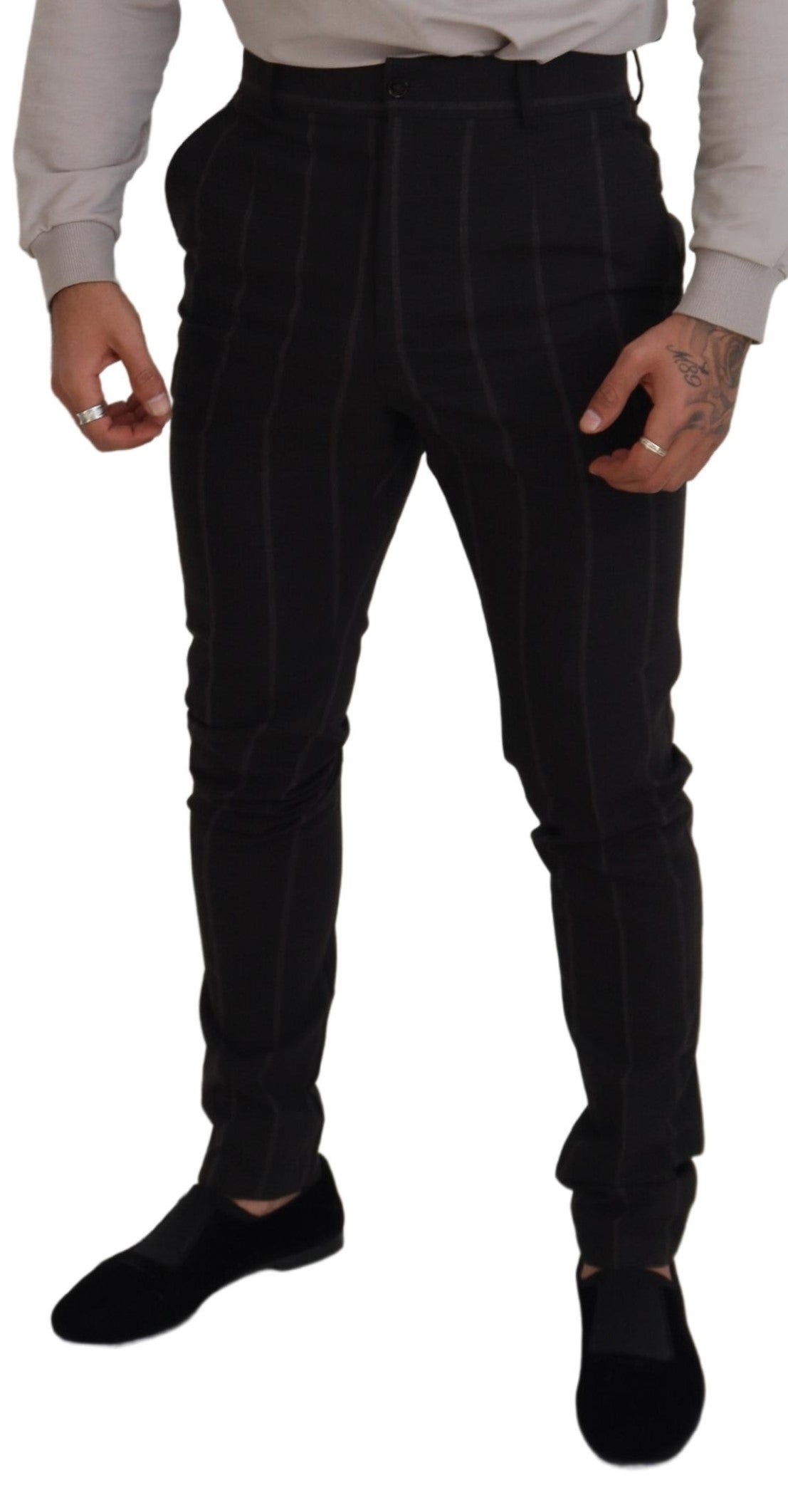 Zwarte wollen chino formele herenbroek