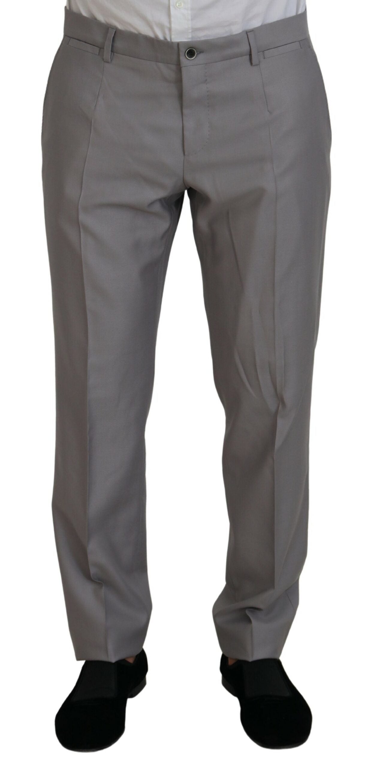 Zilveren wollen zijden 3-delig slim fit pak