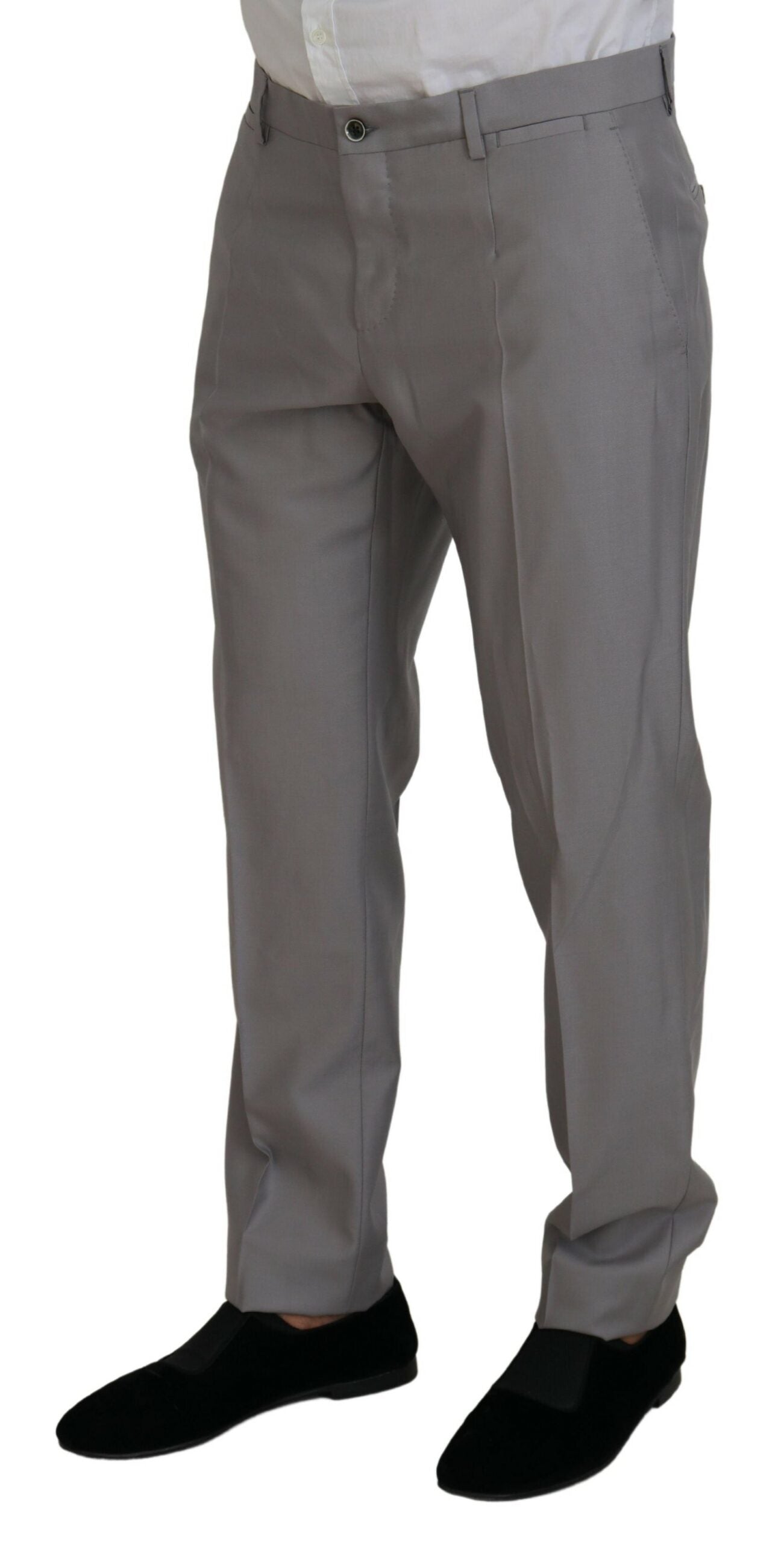 Zilveren wollen zijden 3-delig slim fit pak