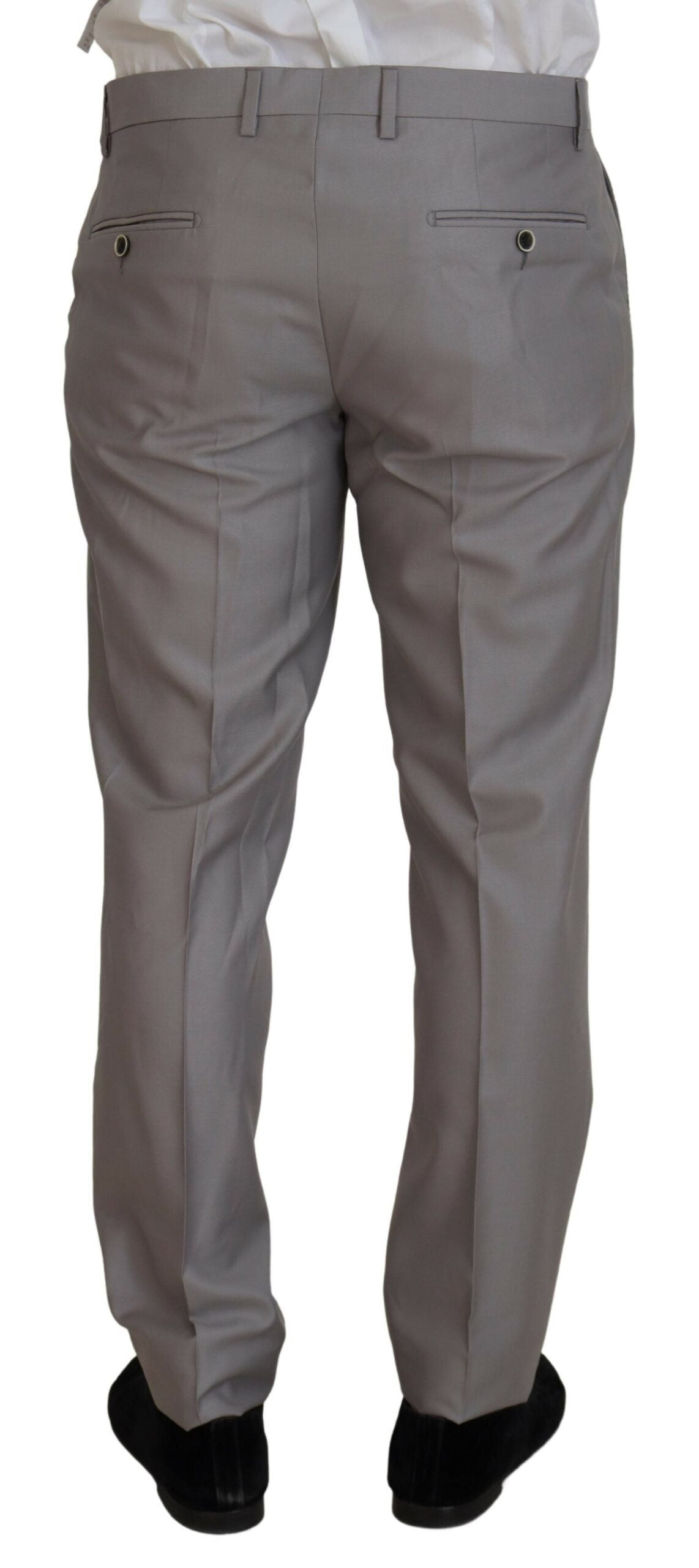 Zilveren wollen zijden 3-delig slim fit pak