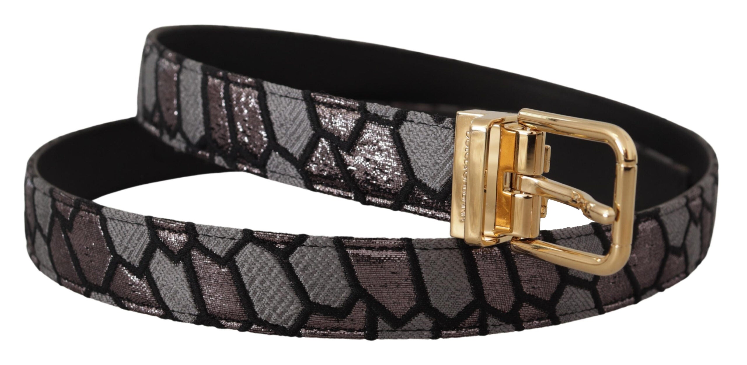 Multicolor Patchwork Leren Gouden Jaquard Riem