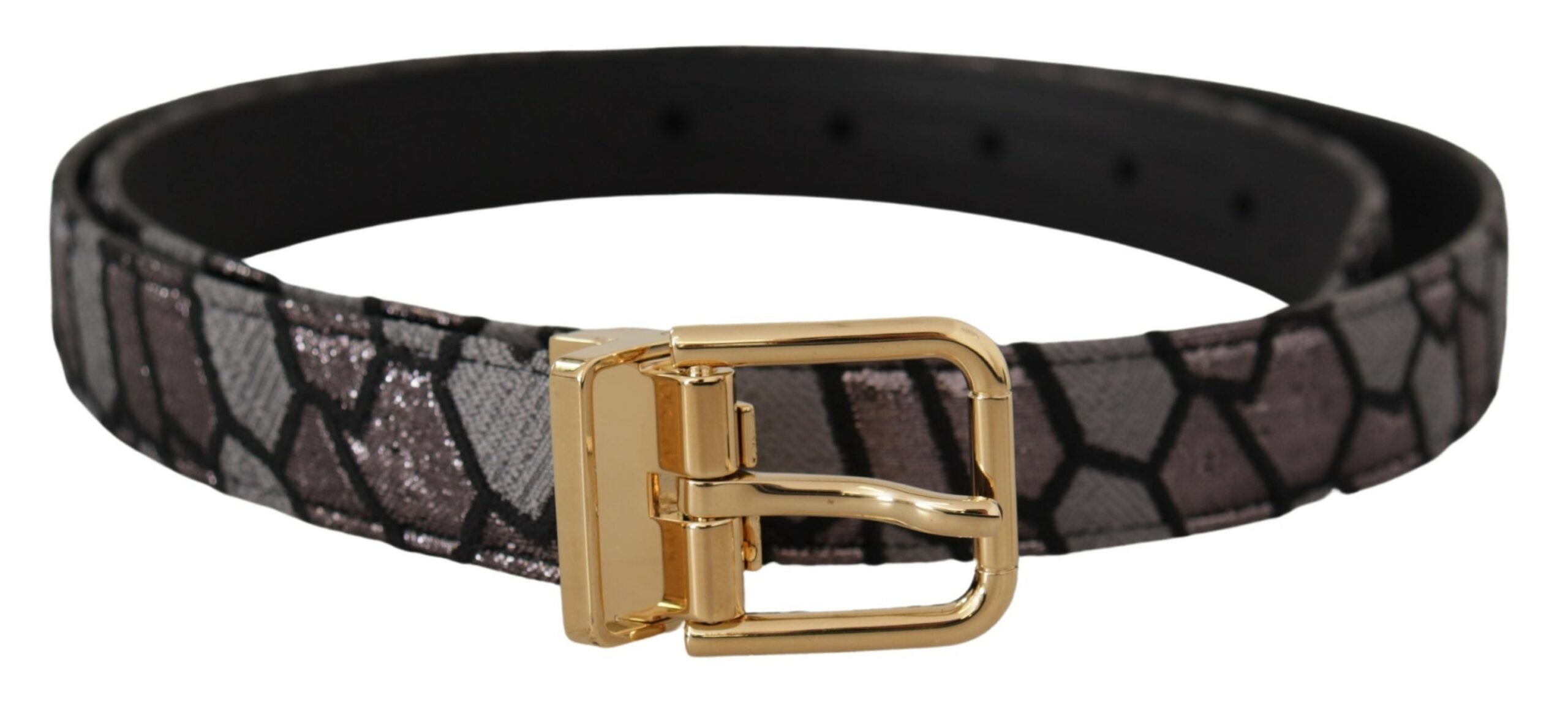 Multicolor Patchwork Leren Gouden Jaquard Riem