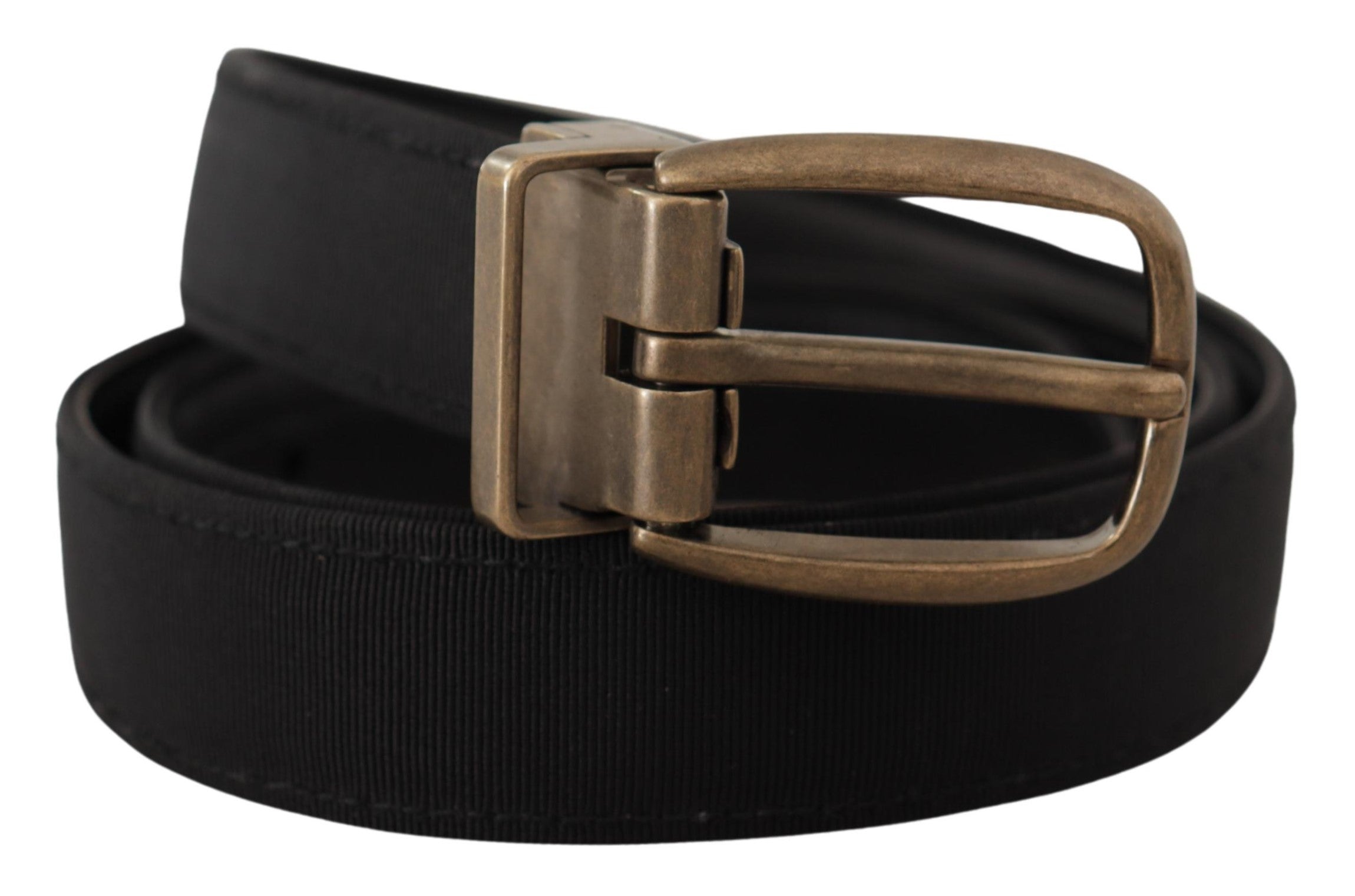 Zwarte Grosgrain leren bronzen metalen riem