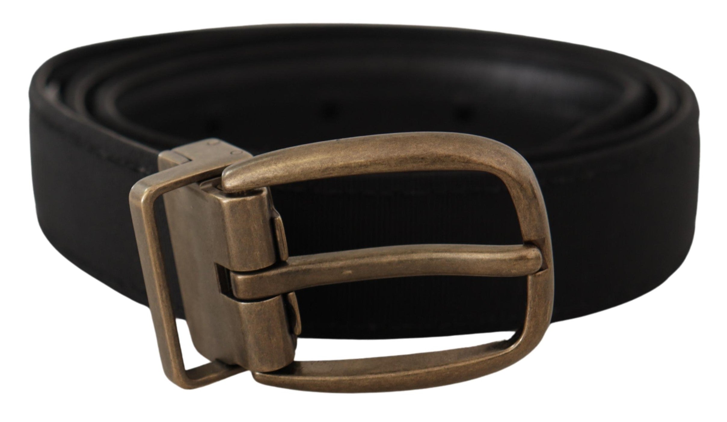 Zwarte Grosgrain leren bronzen metalen riem