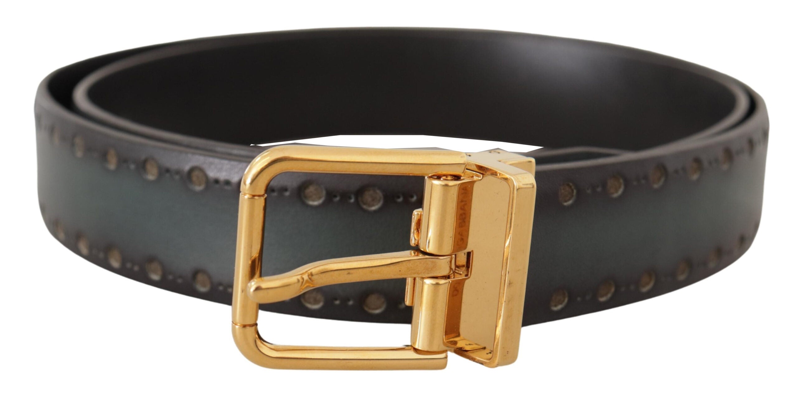 Groene geperforeerde leren messing metalen riem