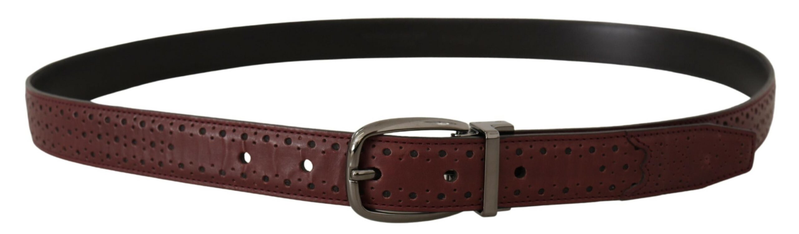 Bruine geperforeerde leren riem met metalen gesp