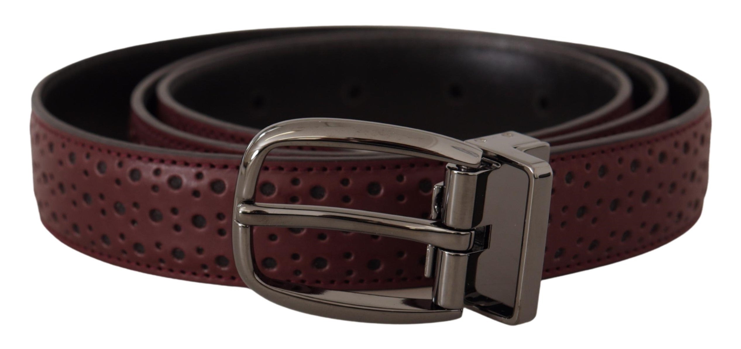 Bruine geperforeerde leren riem met metalen gesp