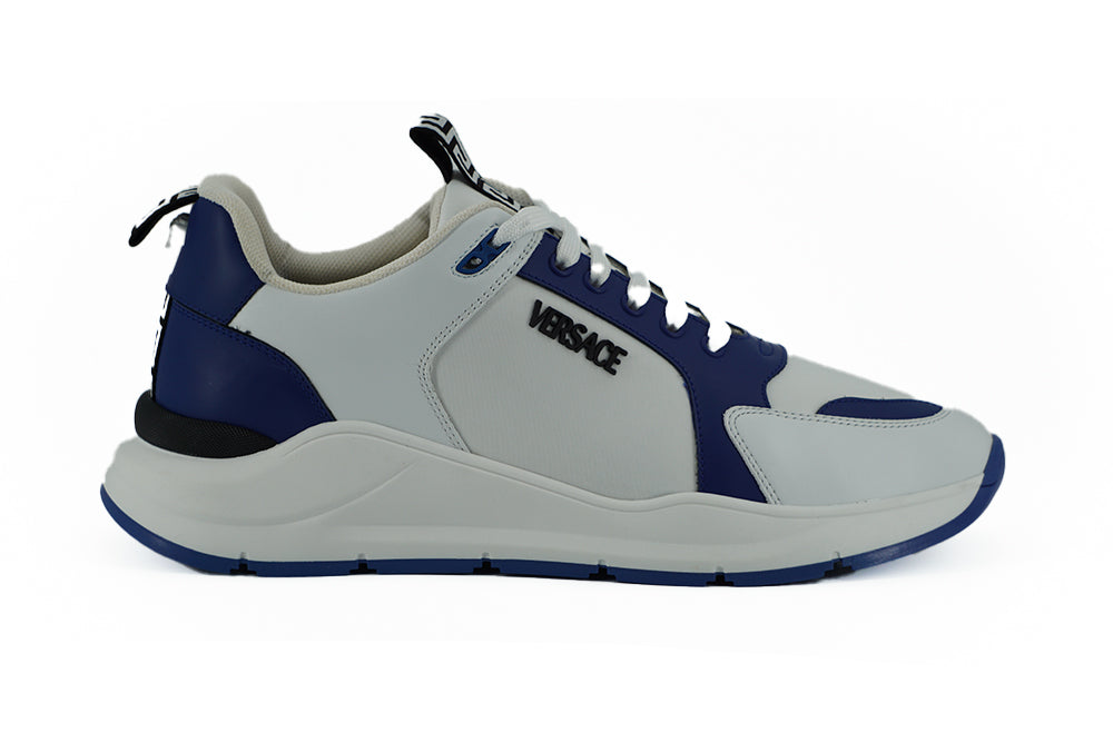 Elegante blauw-witte leren sneakers