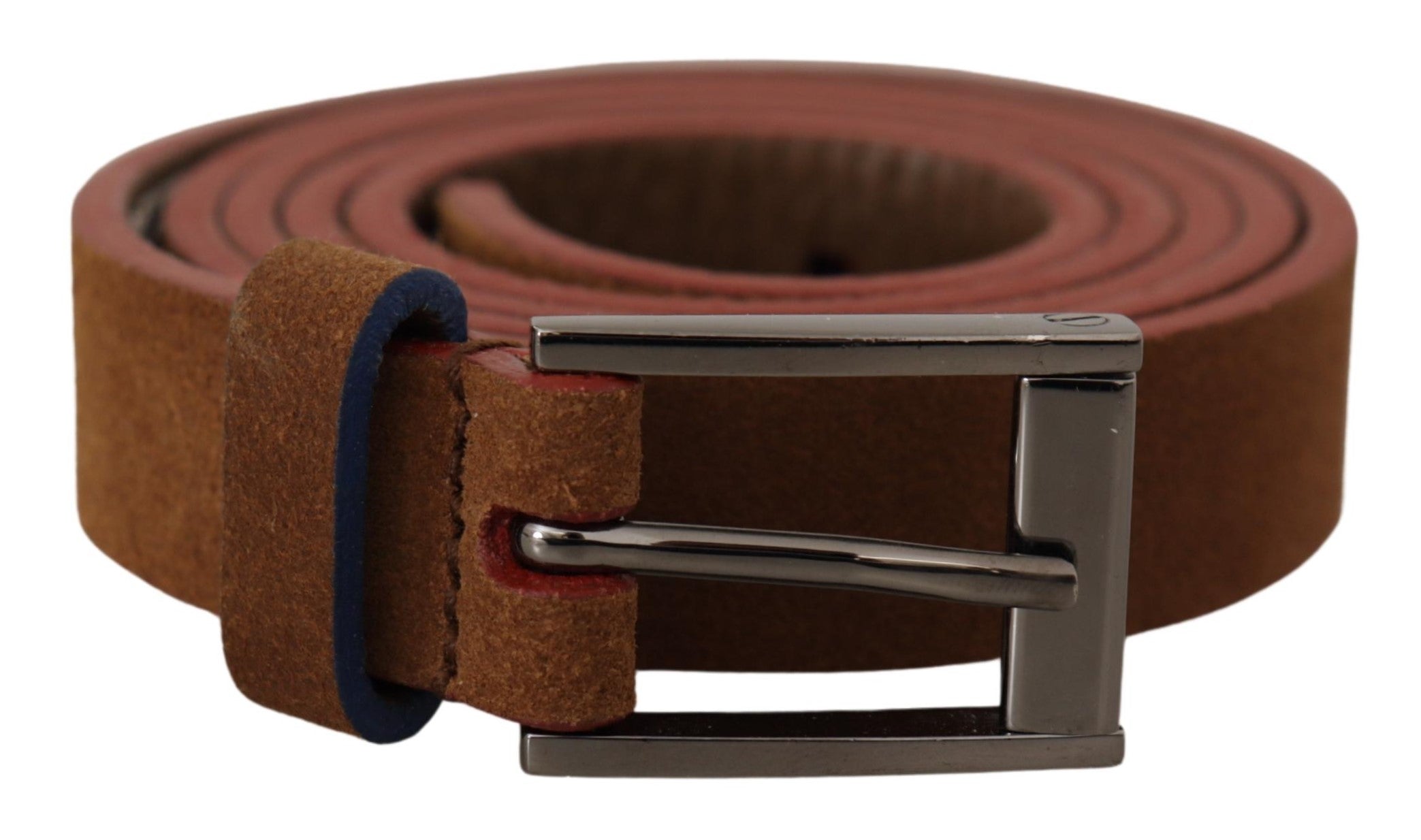 Bruine metalen tailleband met gegraveerd logo