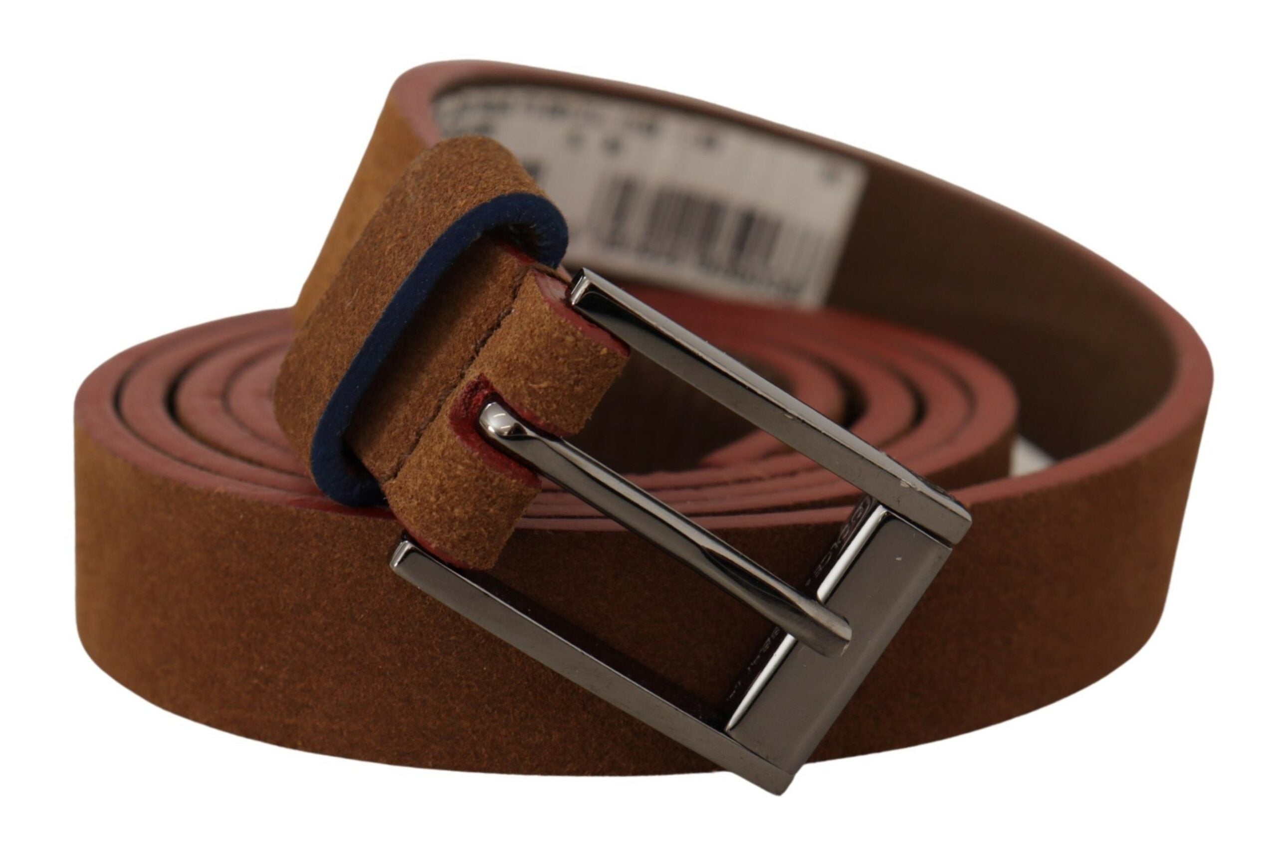 Bruine metalen tailleband met gegraveerd logo