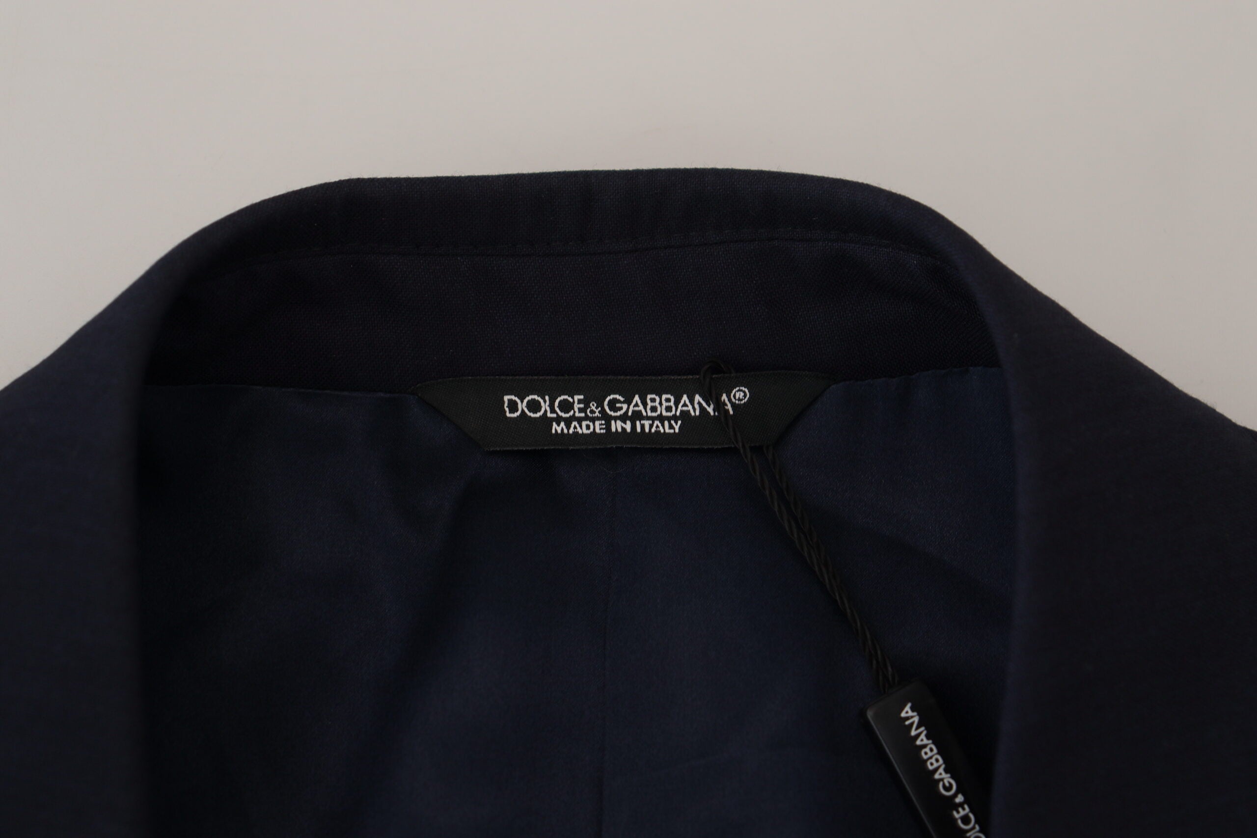 Blauwe wollen slim fit formele jasblazer