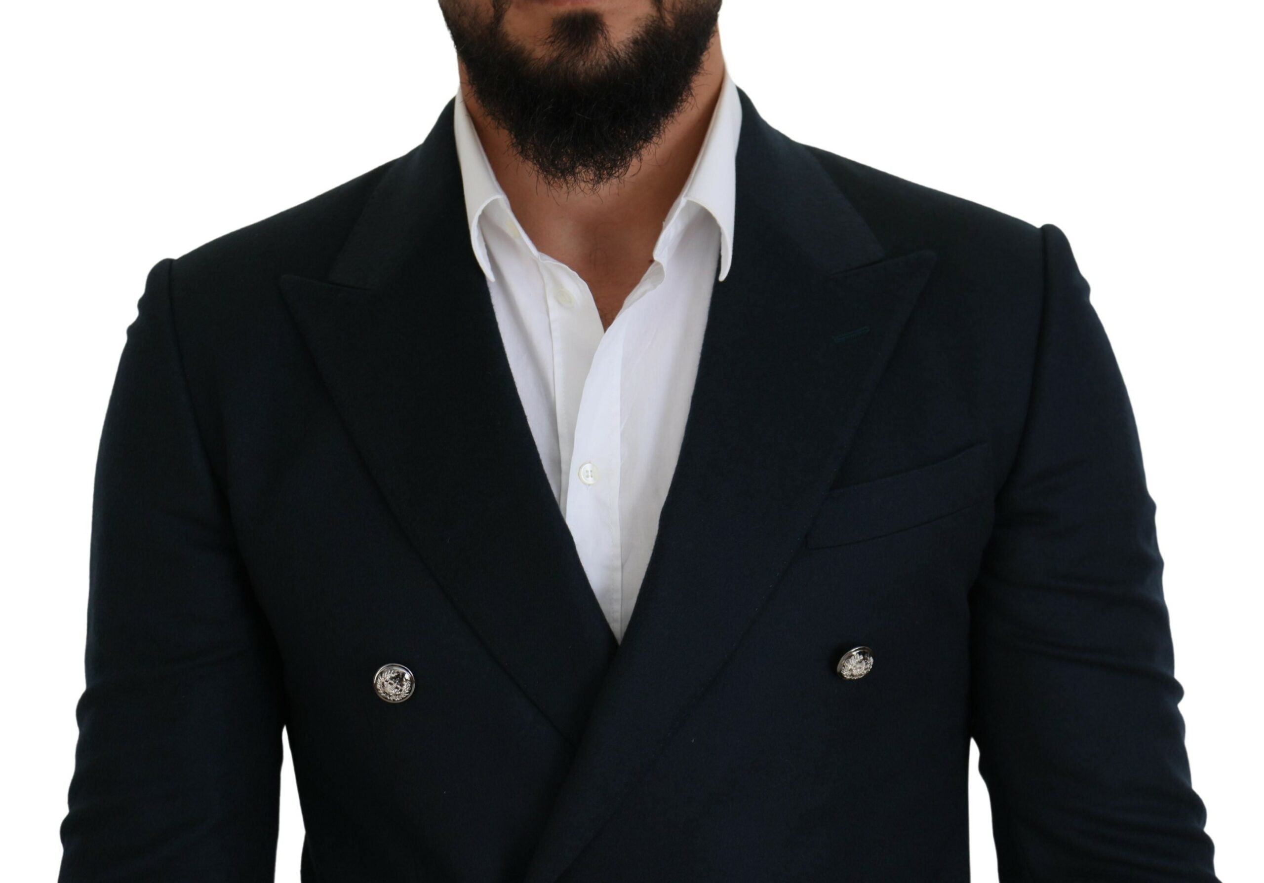 Blauwe formele blazer met dubbele rij knopen