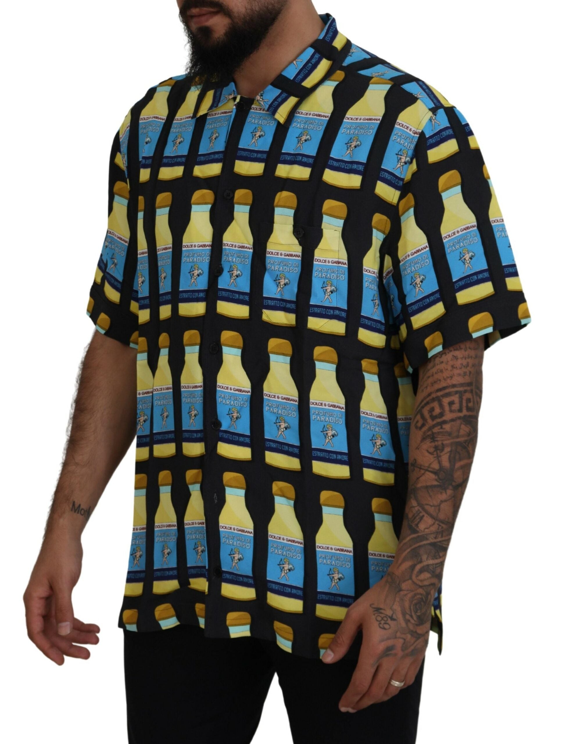 Veelkleurig bedrukt viscose casual overhemd