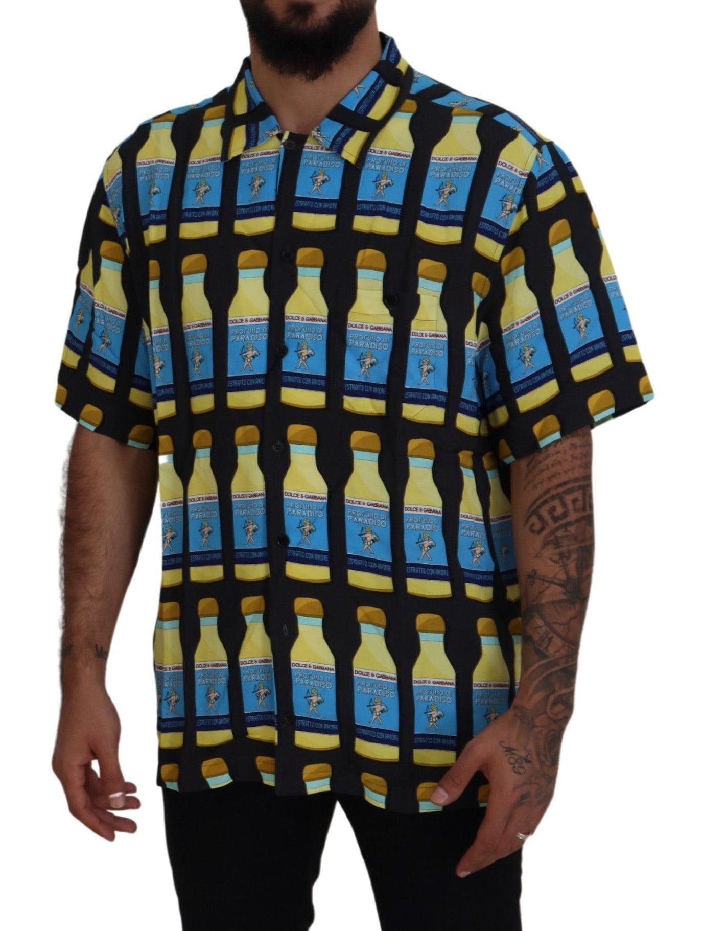 Veelkleurig bedrukt viscose casual overhemd