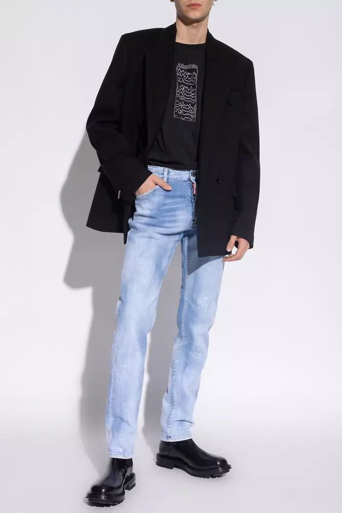 Blauwe katoenen herenjeans