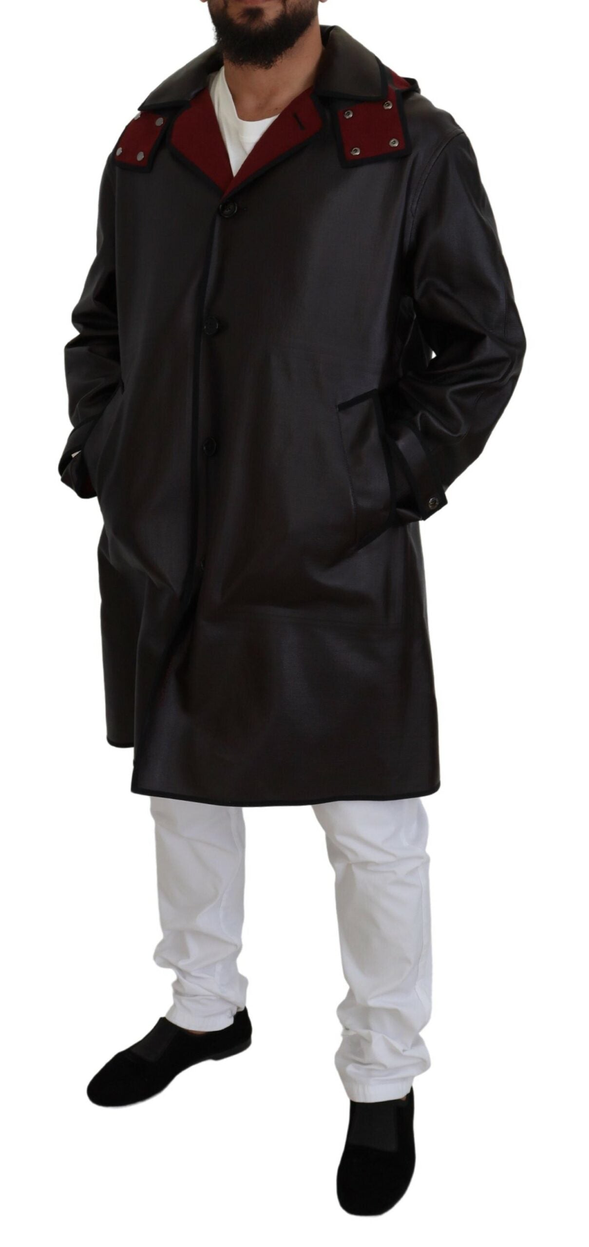 Zwarte trenchcoat met capuchon en katoenen parka