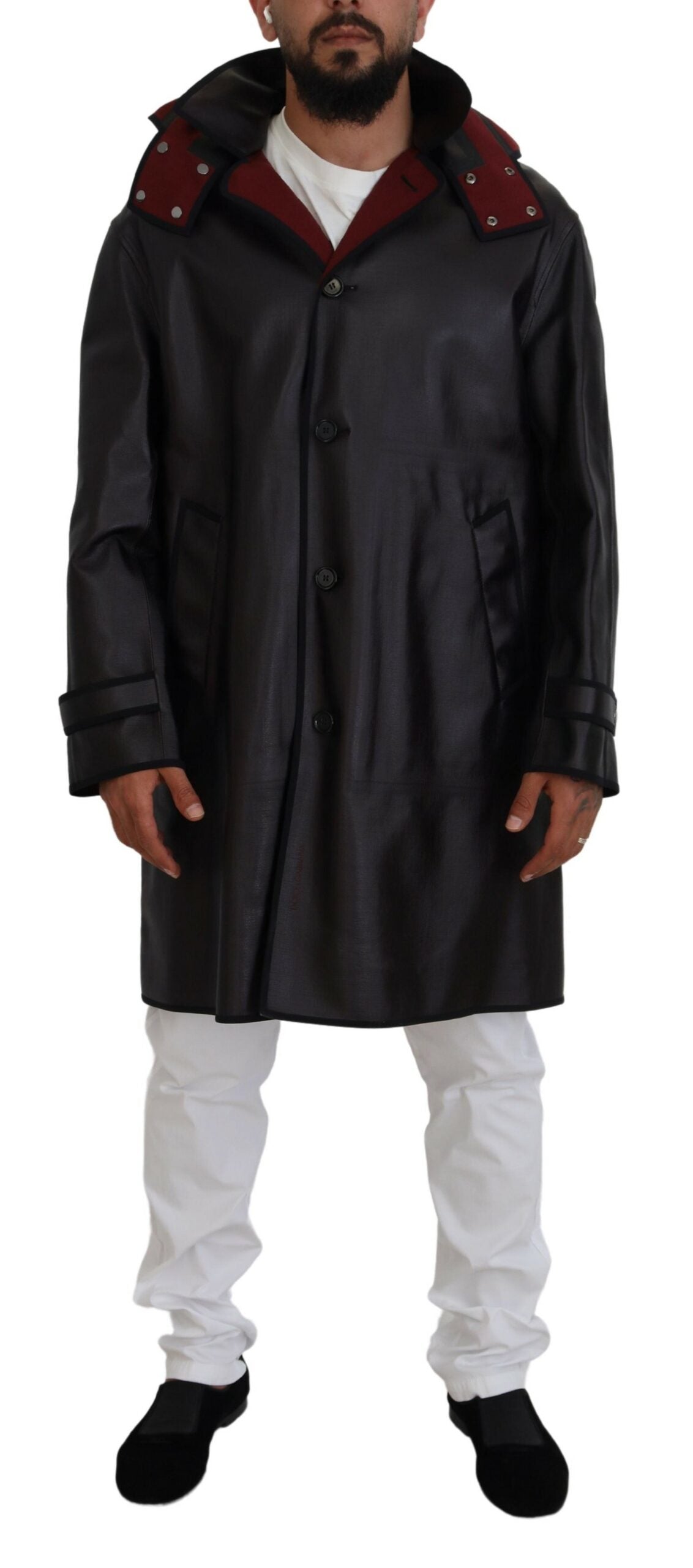 Zwarte trenchcoat met capuchon en katoenen parka