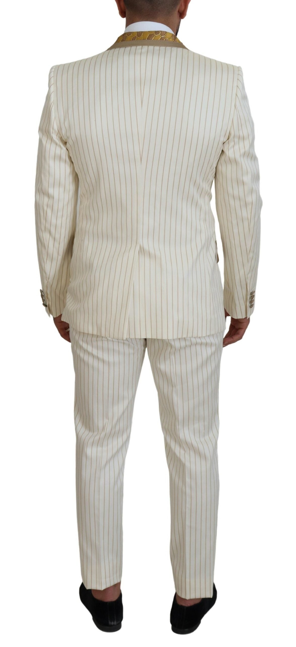 Off White Gold Striped Smoking Slim Fit Pak