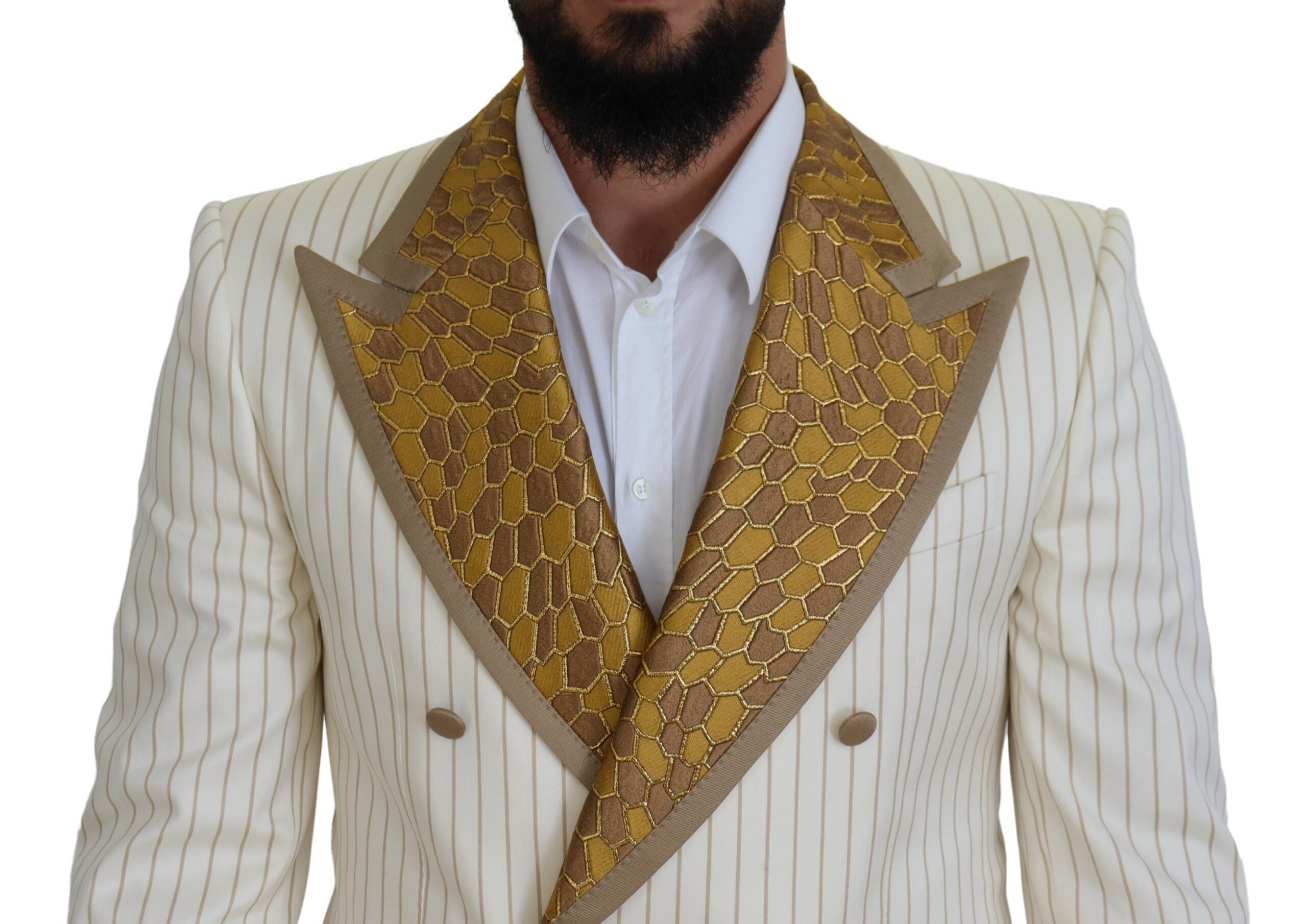 Off White Gold Striped Smoking Slim Fit Pak