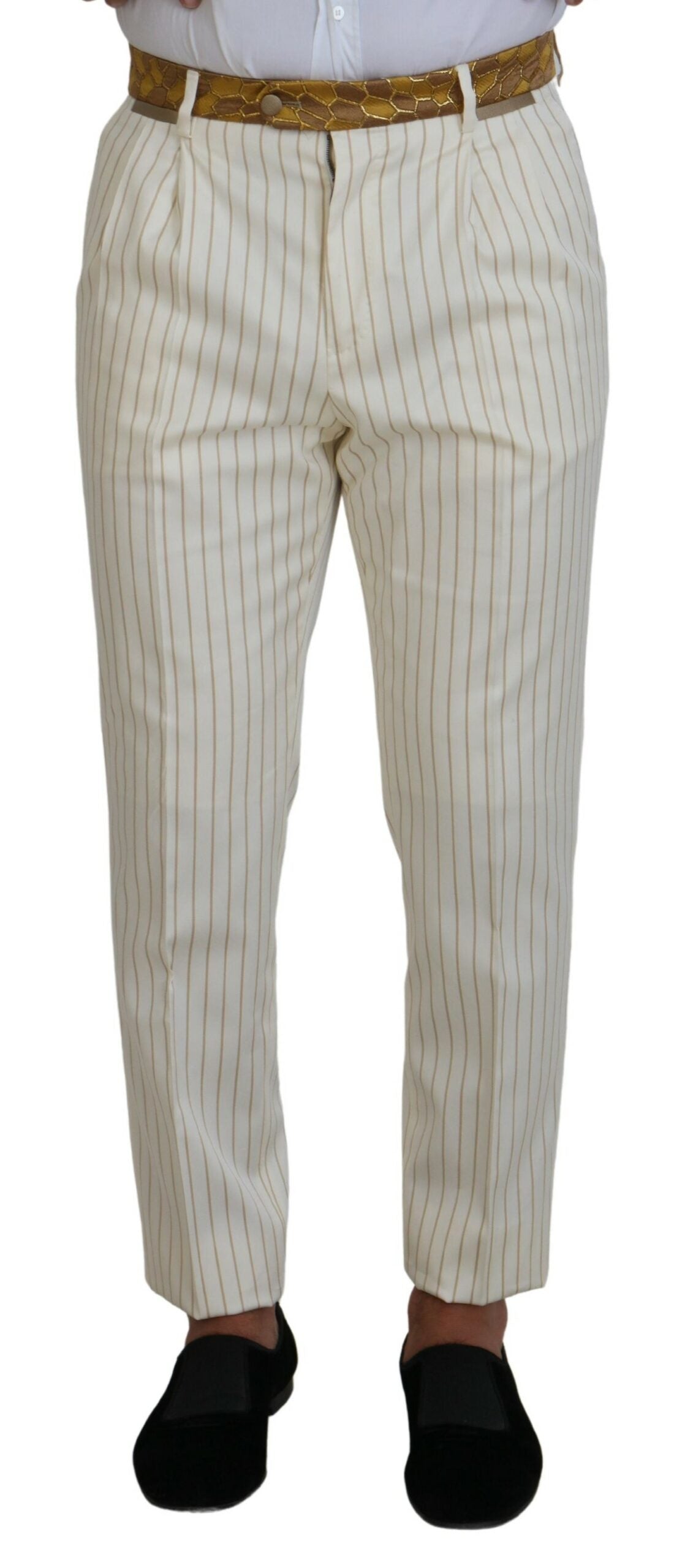 Off White Gold Striped Smoking Slim Fit Pak