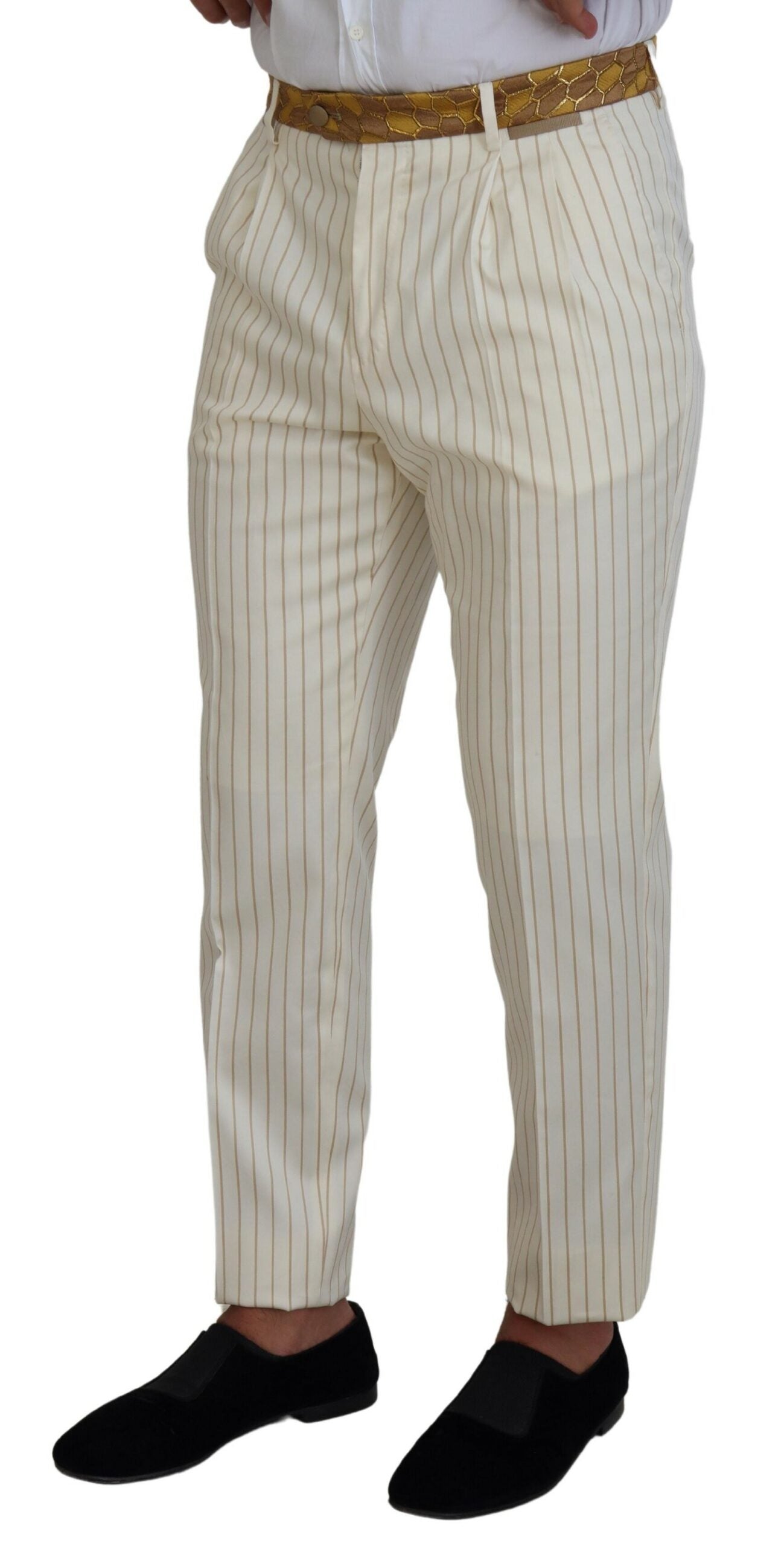 Off White Gold Striped Smoking Slim Fit Pak