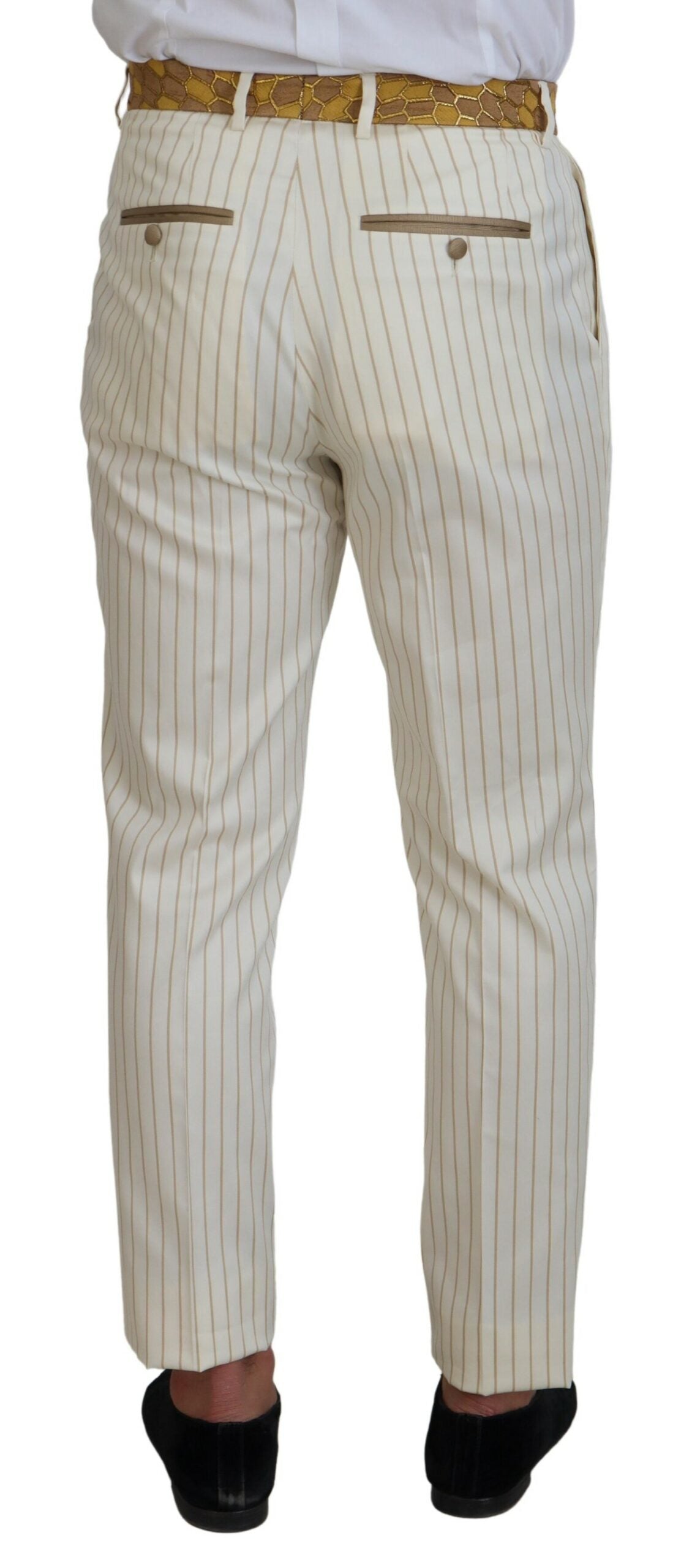 Off White Gold Striped Smoking Slim Fit Pak