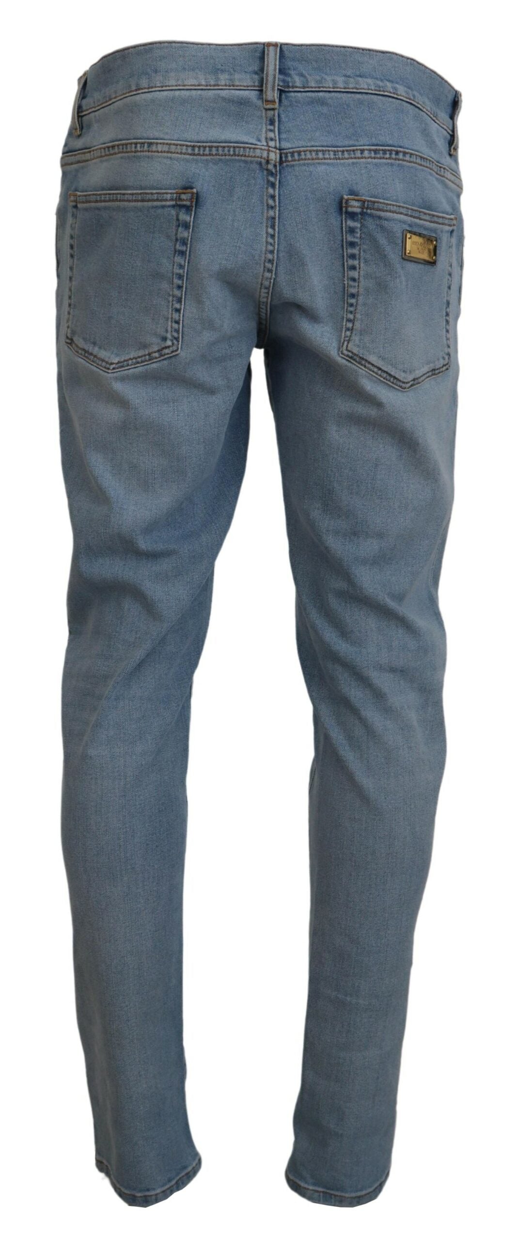 Сини избелени дънки Slim Fit от памучен деним