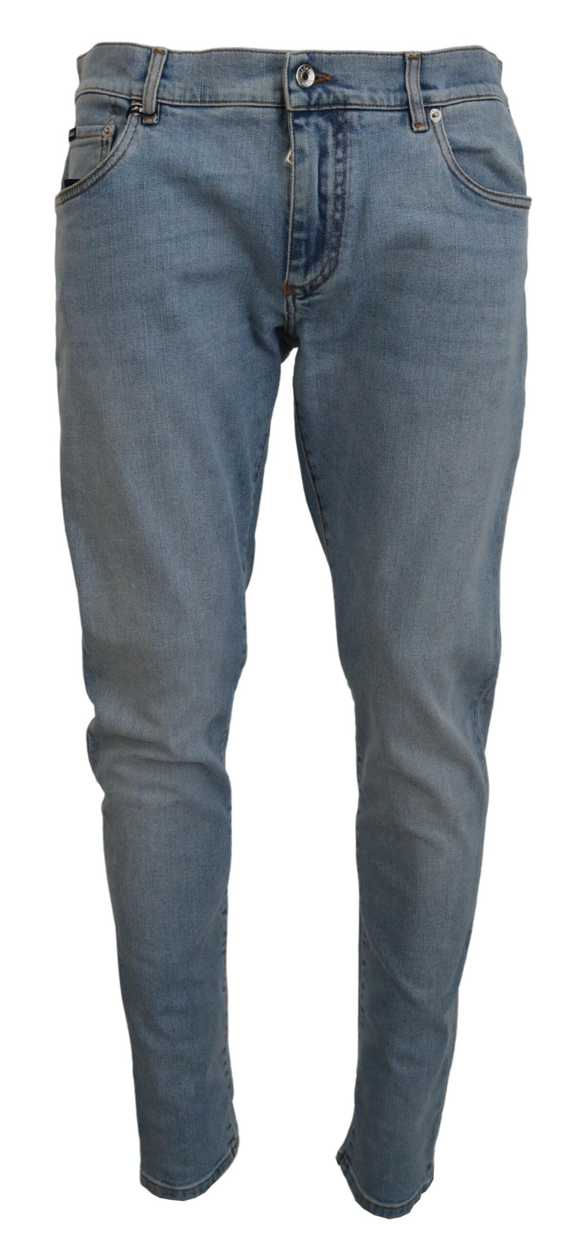 Сини избелени дънки Slim Fit от памучен деним