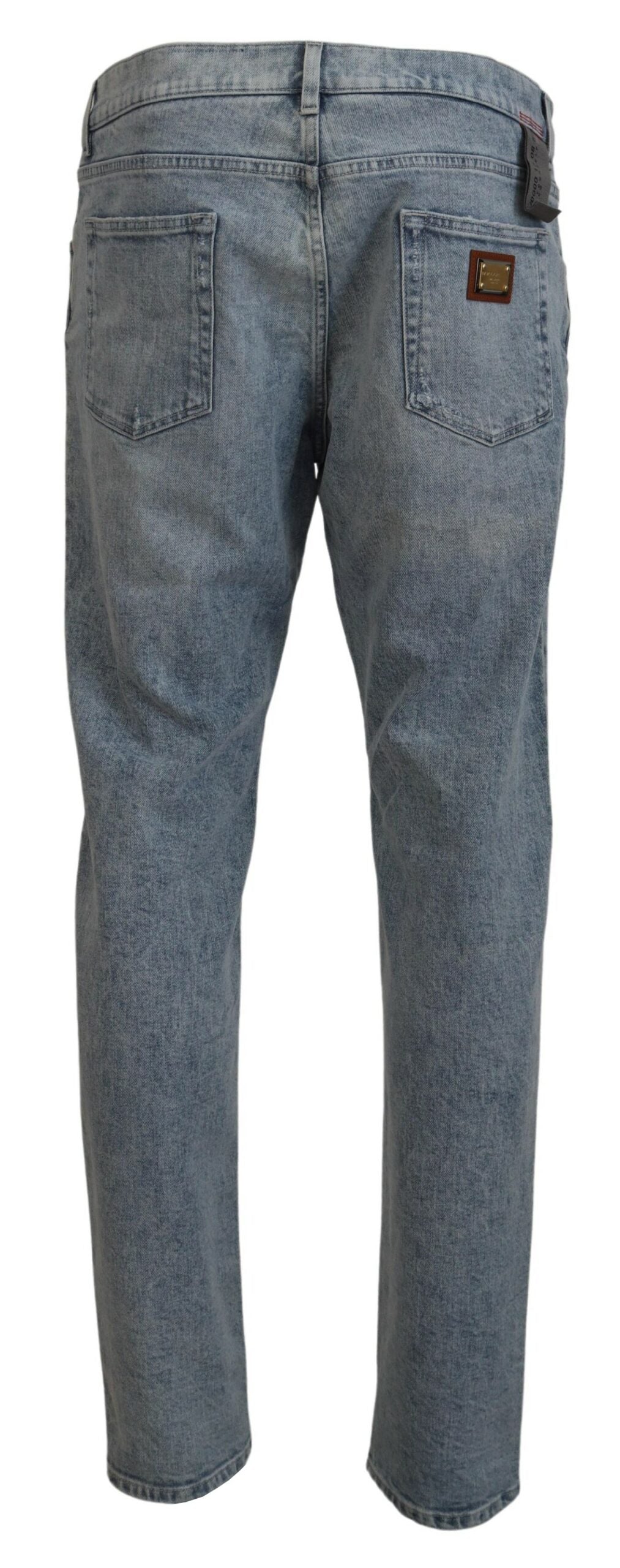 Сини избелени дънки Slim Fit от памучен деним