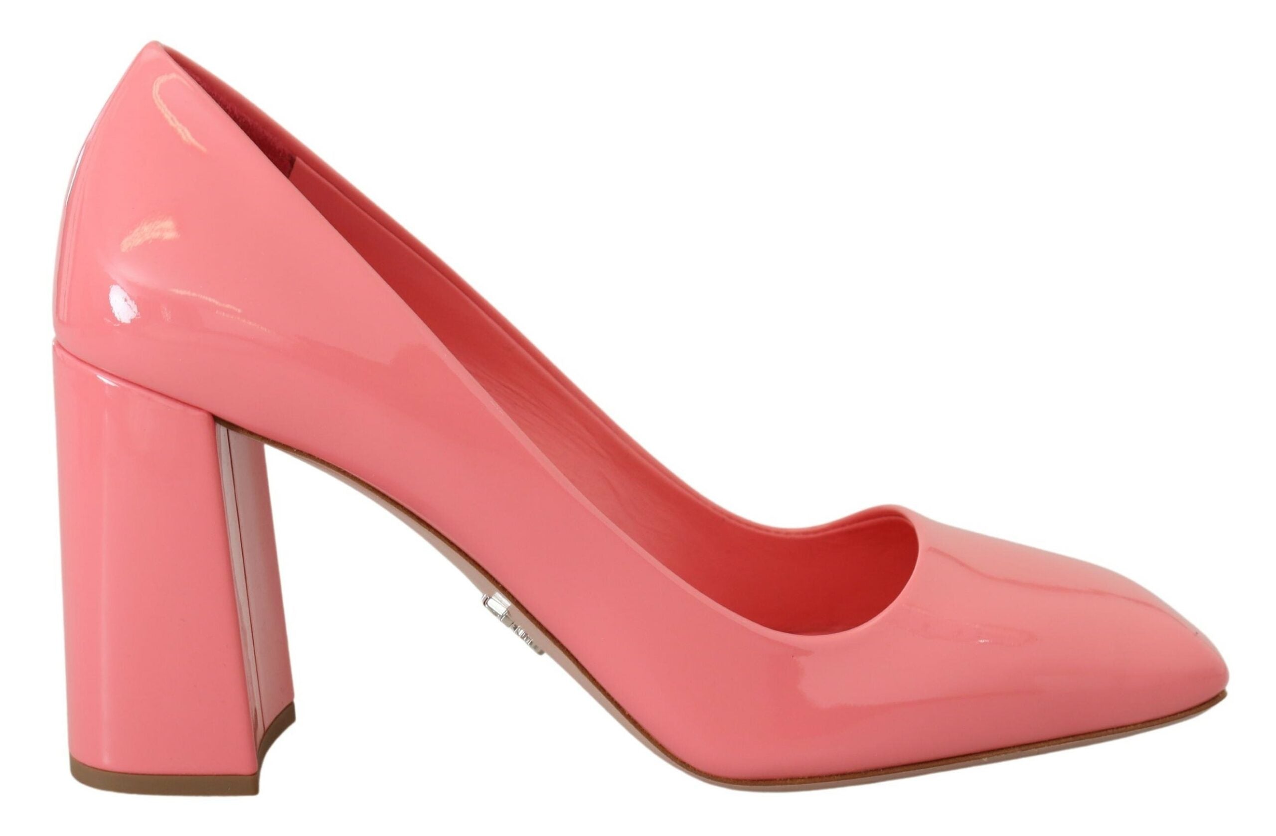 Roze lakleren blokhakken pumps klassiek