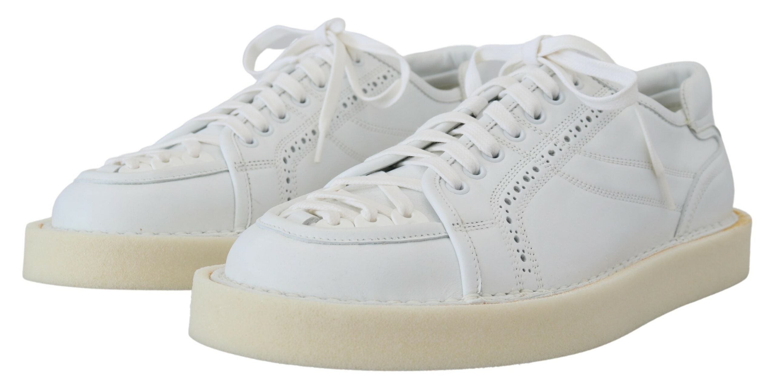 Witte leren lage Oxford sneakers, casual schoenen